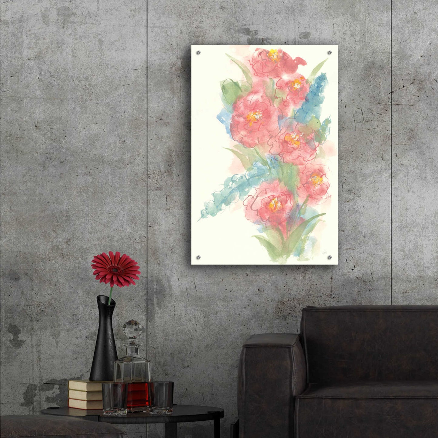 Epic Art 'Peony Bouquet I' by Chris Paschke, Acrylic Glass Wall Art,24x36