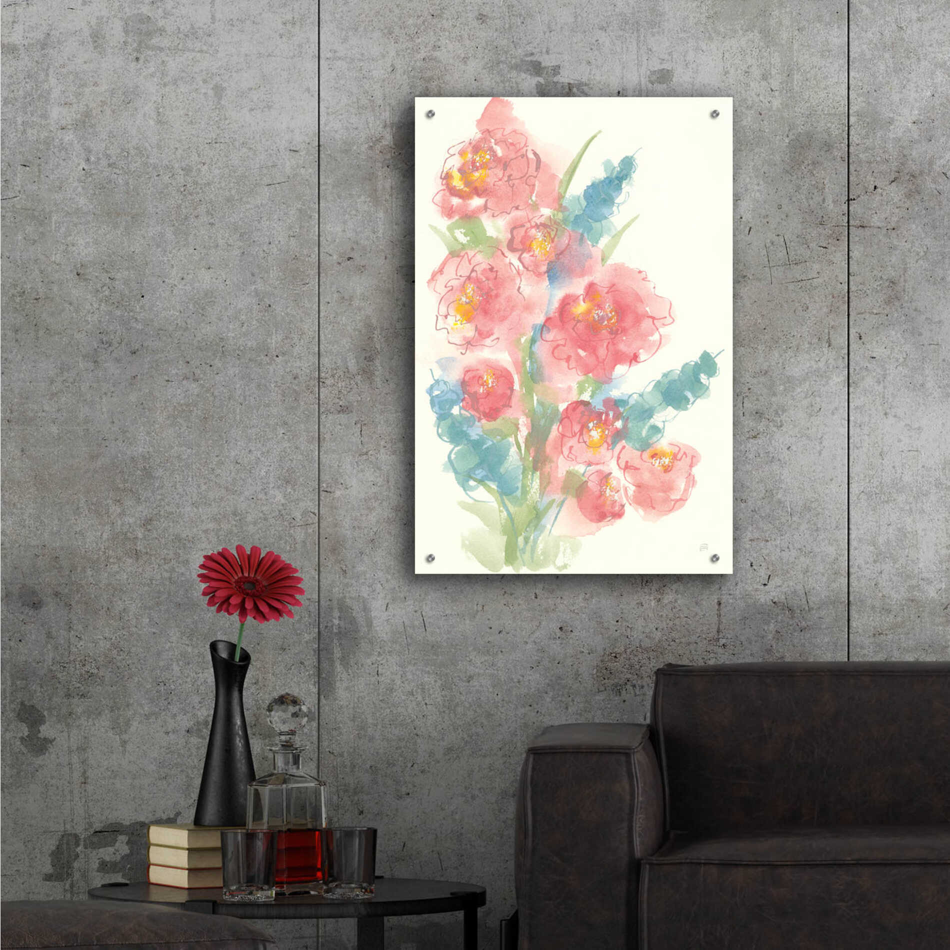 Epic Art 'Peony Bouquet II' by Chris Paschke, Acrylic Glass Wall Art,24x36