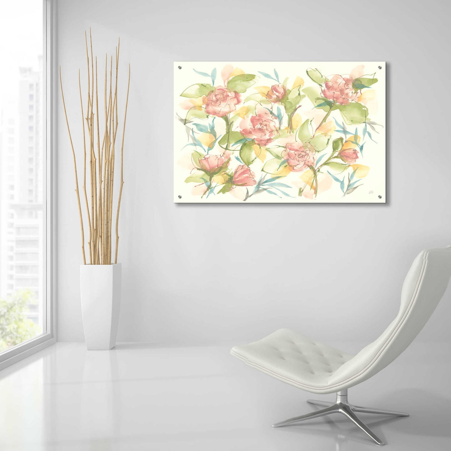 Epic Art 'Blush Camellias' by Chris Paschke, Acrylic Glass Wall Art,36x24