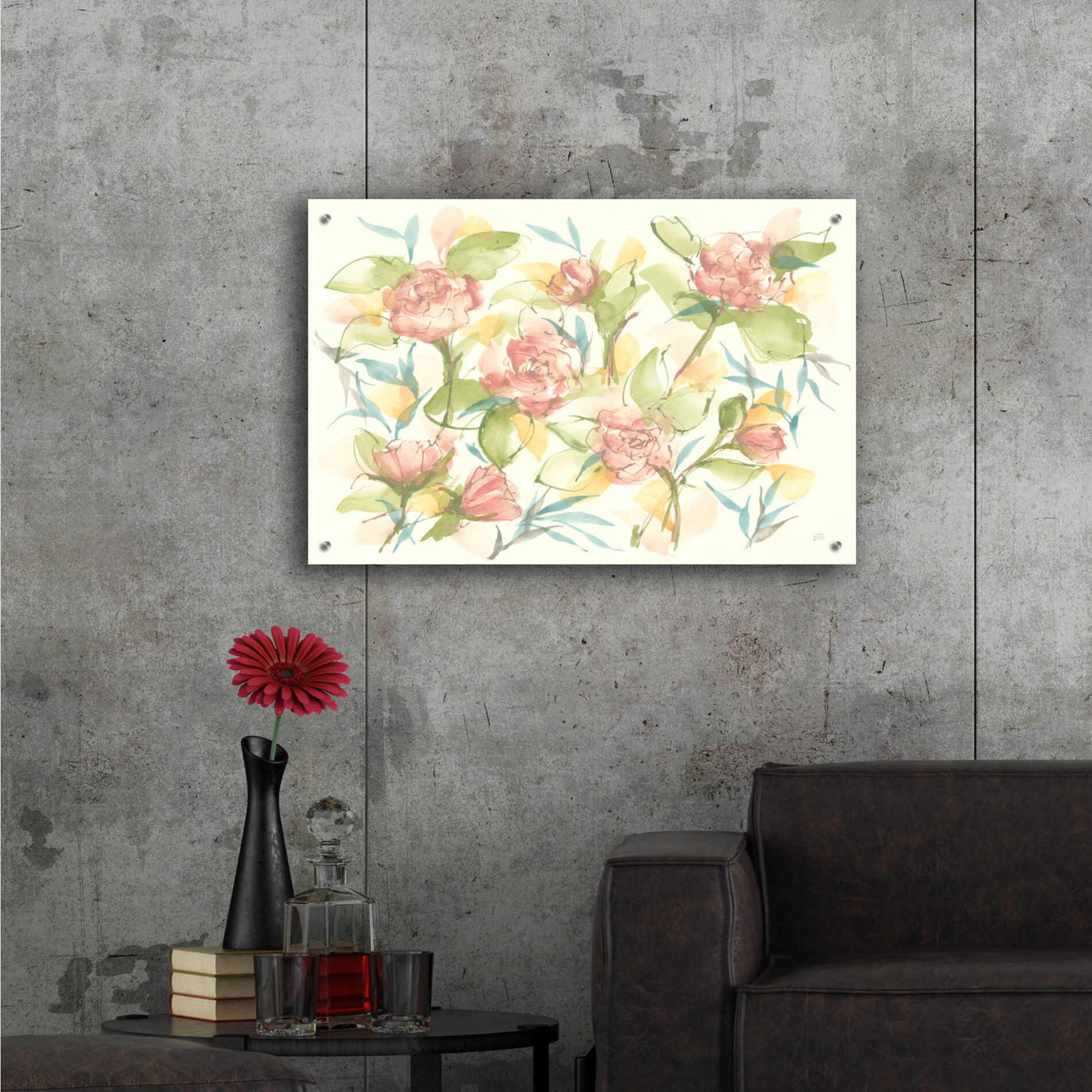 Epic Art 'Blush Camellias' by Chris Paschke, Acrylic Glass Wall Art,36x24