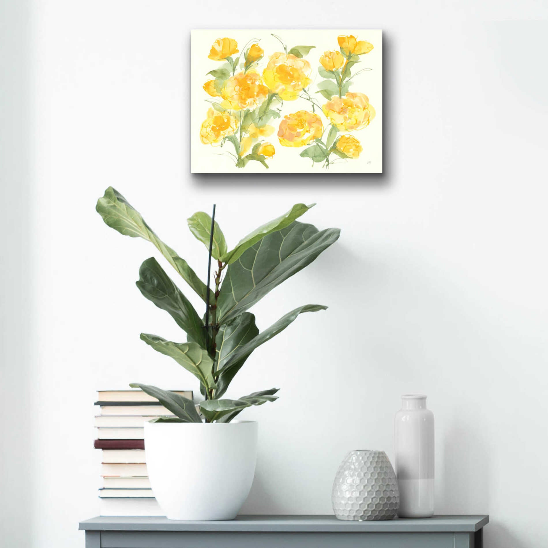 Epic Art 'Sunshine Peonies' by Chris Paschke, Acrylic Glass Wall Art,16x12