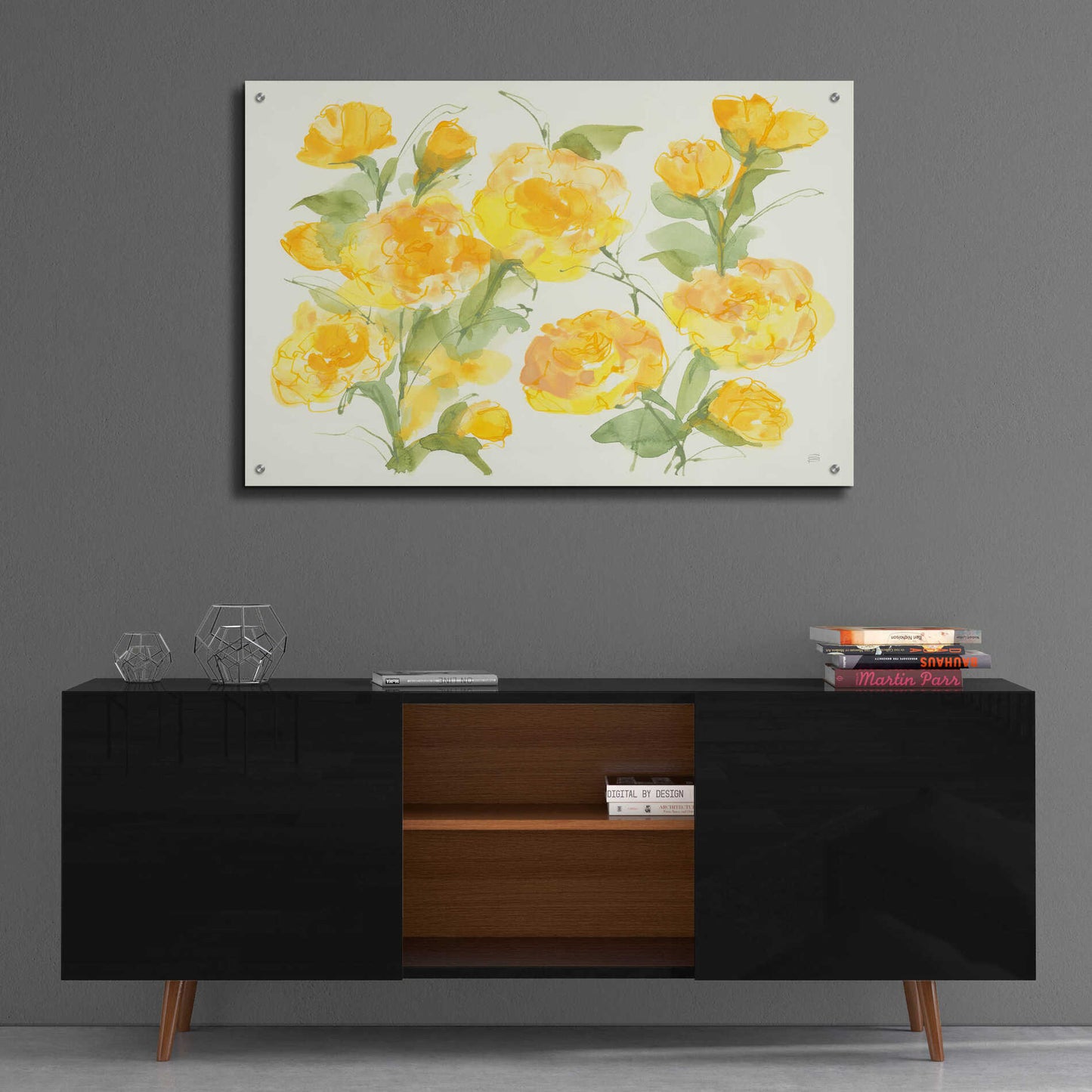 Epic Art 'Sunshine Peonies' by Chris Paschke, Acrylic Glass Wall Art,36x24