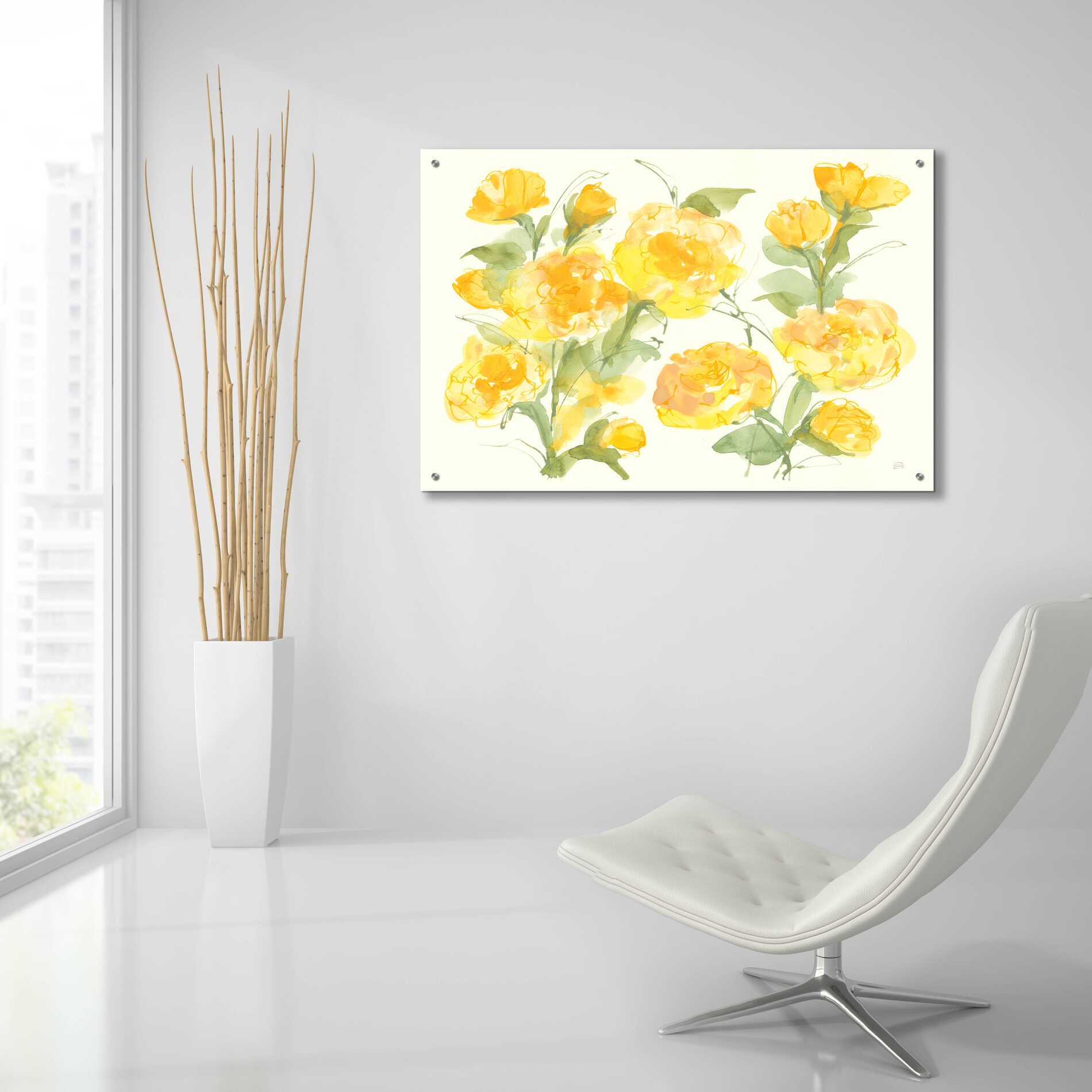 Epic Art 'Sunshine Peonies' by Chris Paschke, Acrylic Glass Wall Art,36x24