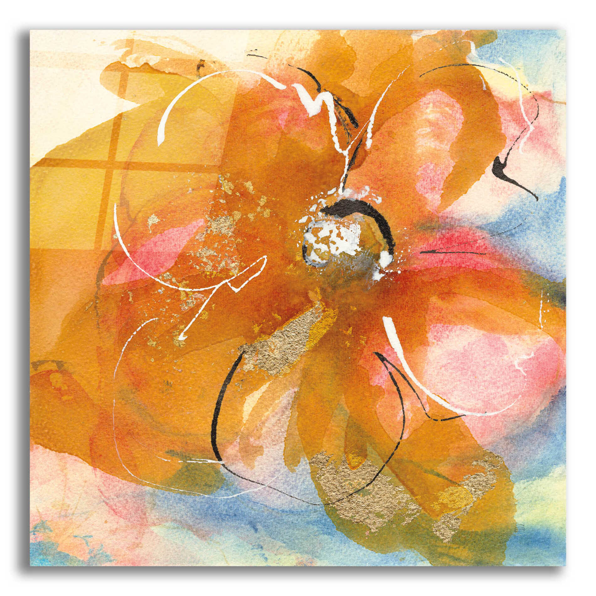 Epic Art 'Amber Wash Flower I' by Chris Paschke, Acrylic Glass Wall Art,36x36