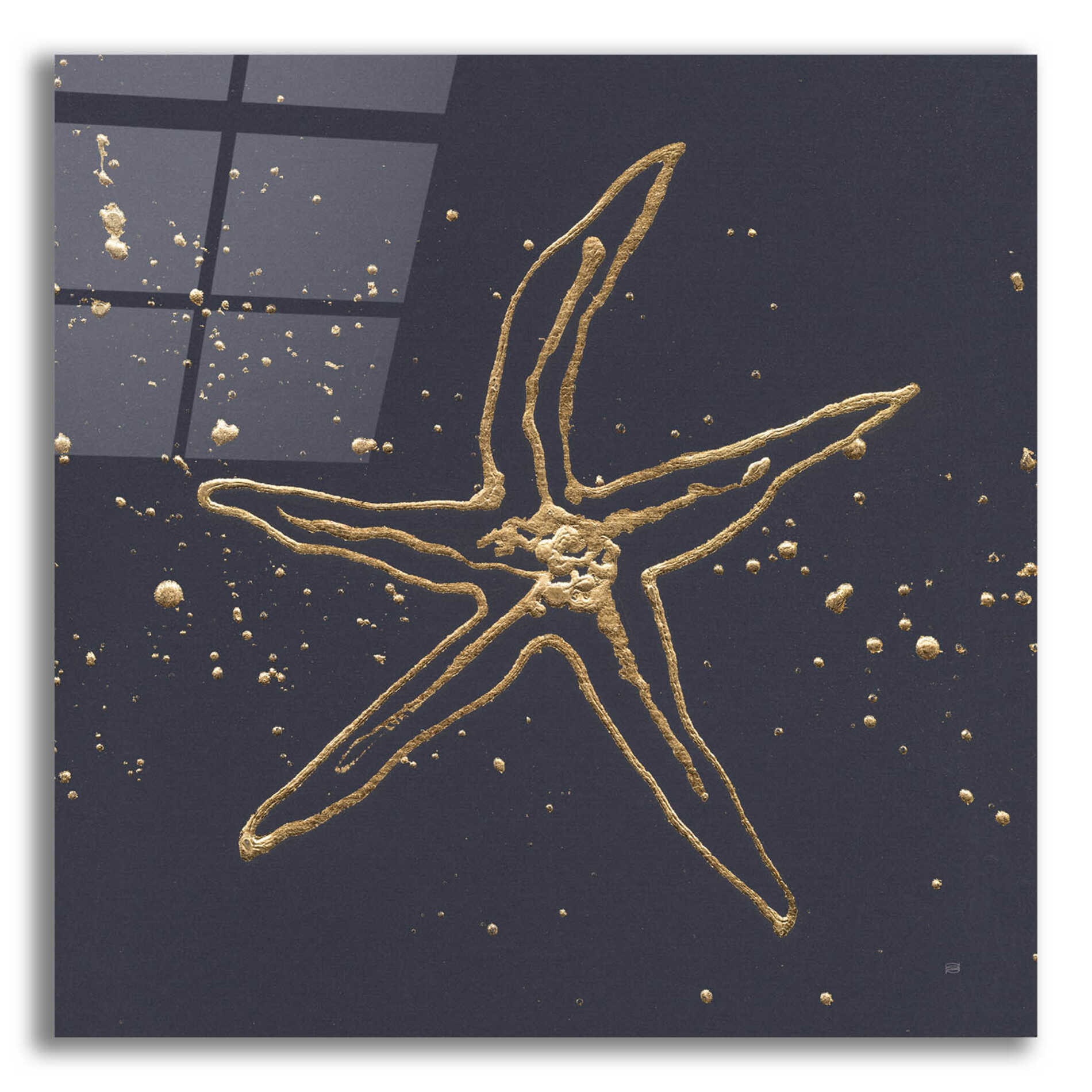 Epic Art 'Gold Starfish II' by Chris Paschke, Acrylic Glass Wall Art,12x12