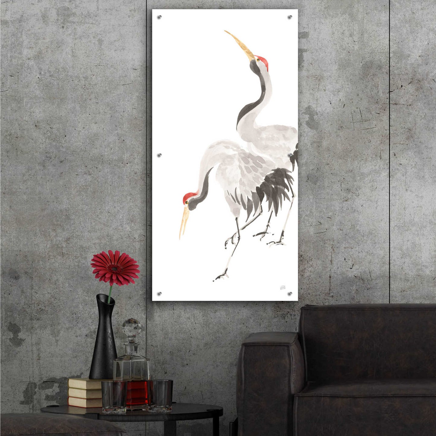 Epic Art 'Scroll Crane IV' by Chris Paschke, Acrylic Glass Wall Art,24x48