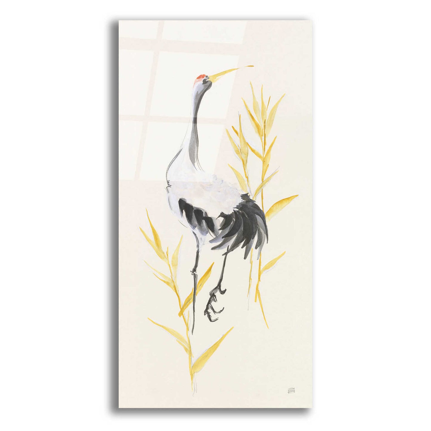 Epic Art 'Crane Reeds I' by Chris Paschke, Acrylic Glass Wall Art,12x24