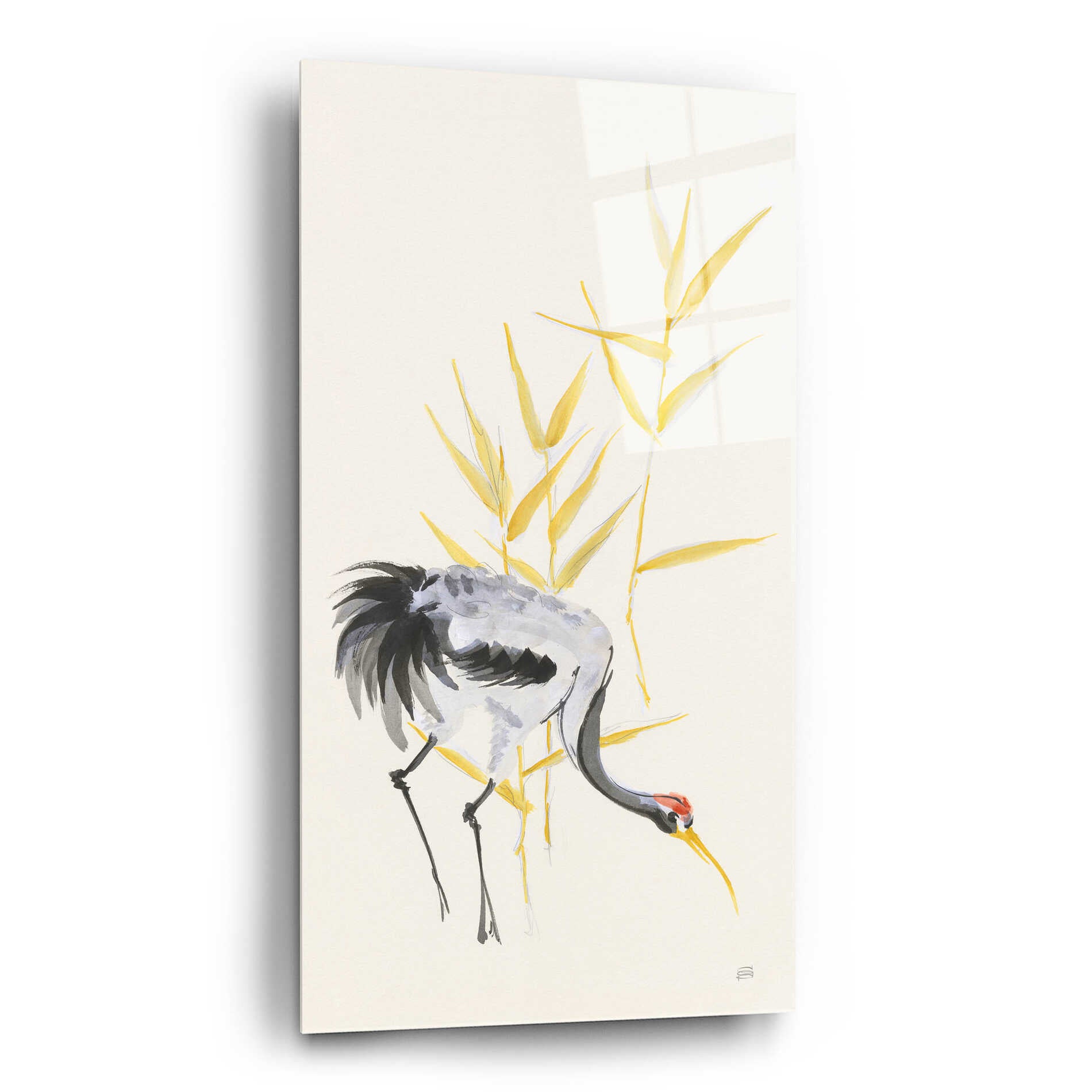 Epic Art 'Crane Reeds II' by Chris Paschke, Acrylic Glass Wall Art,12x24