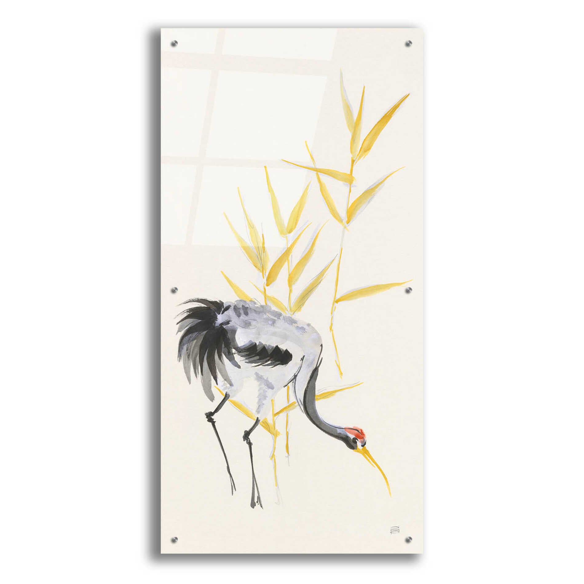 Epic Art 'Crane Reeds II' by Chris Paschke, Acrylic Glass Wall Art,24x48