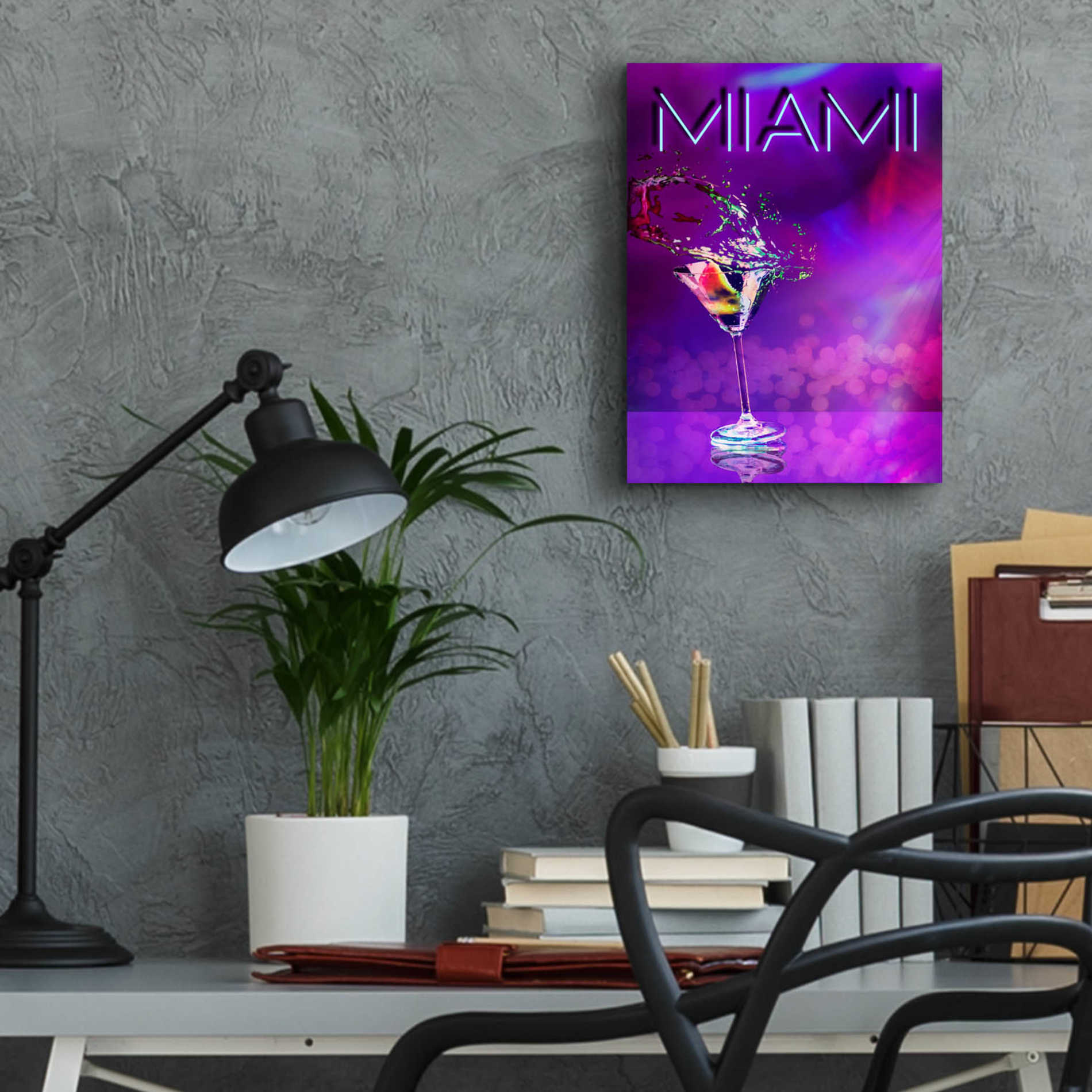 Epic Art 'Miami Party Night' by Andrea Haase Acrylic Glass Wall Art,12x16