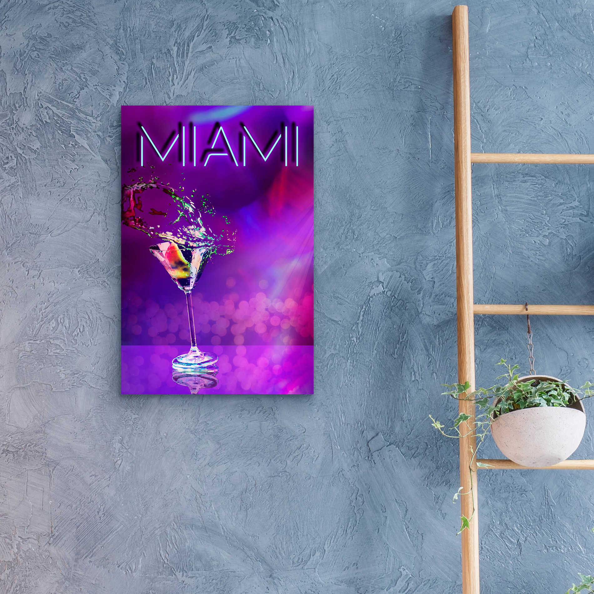 Epic Art 'Miami Party Night' by Andrea Haase Acrylic Glass Wall Art,16x24