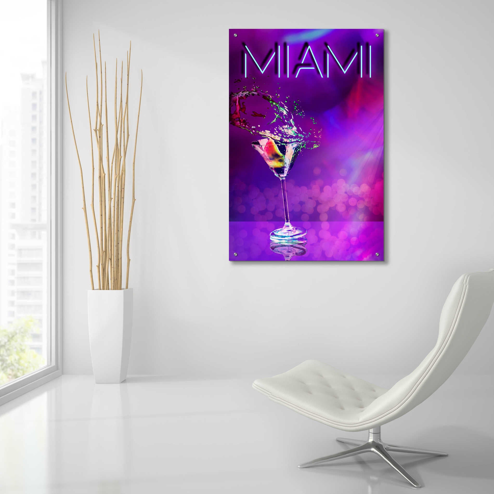 Epic Art 'Miami Party Night' by Andrea Haase Acrylic Glass Wall Art,24x36