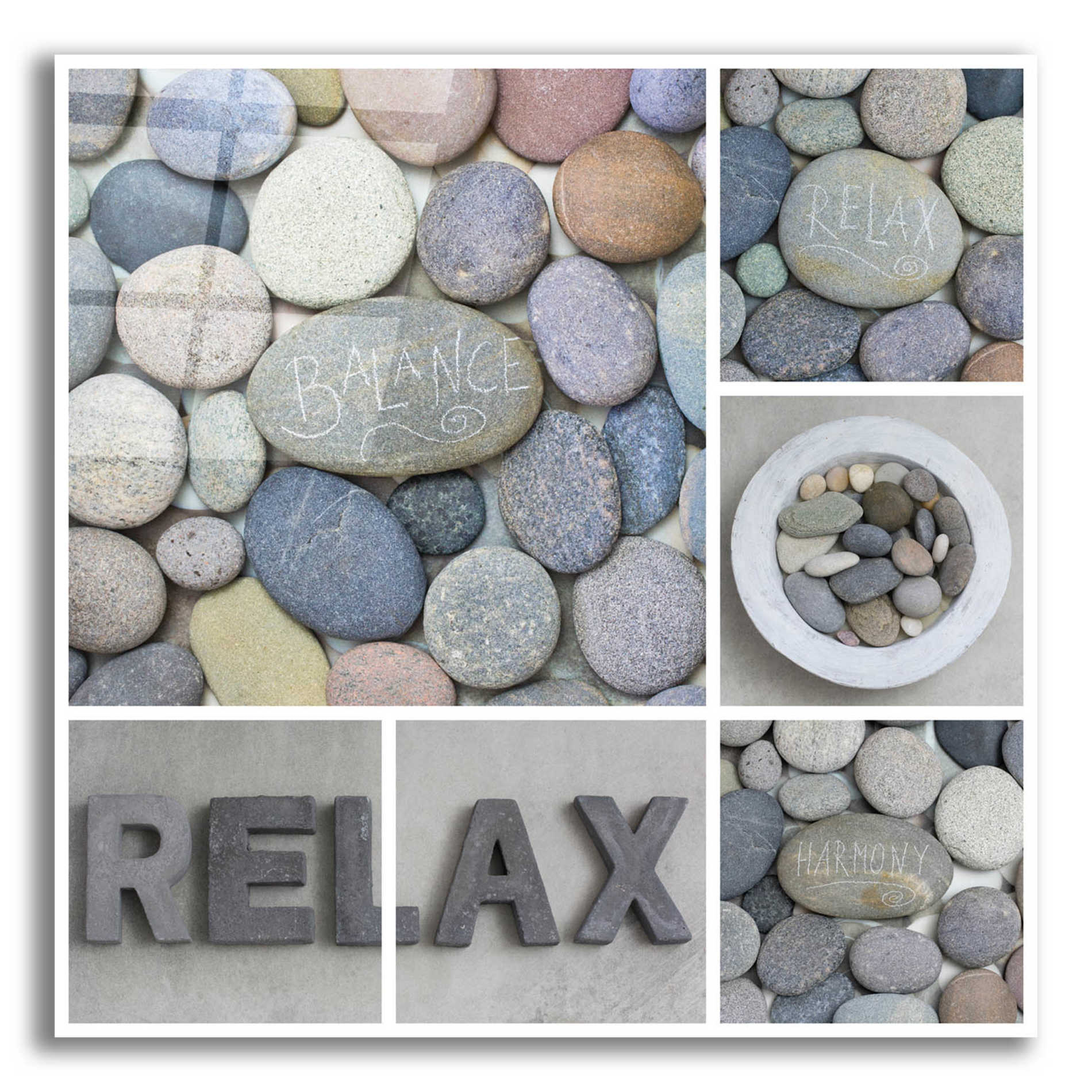 Epic Art 'Zen Pebble Relax Collage' by Andrea Haase Acrylic Glass Wall Art,12x12