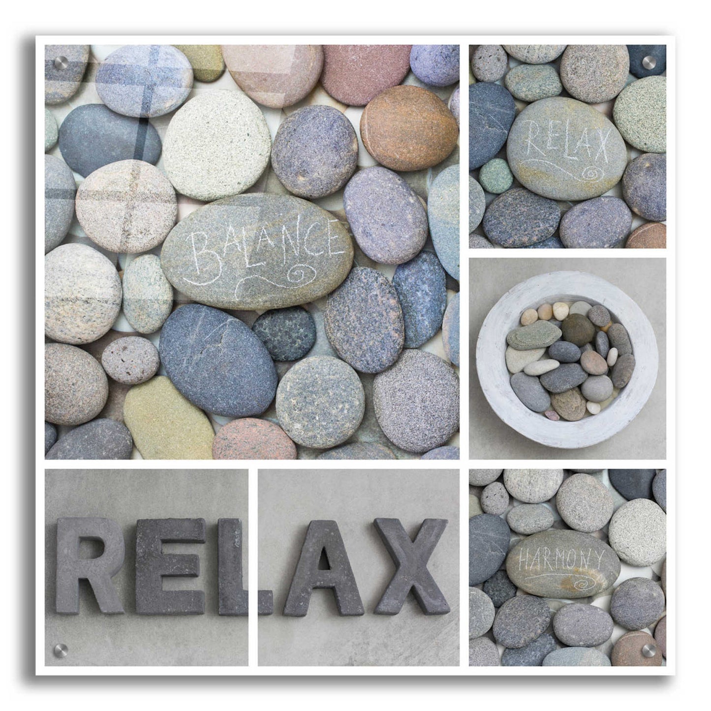 Epic Art 'Zen Pebble Relax Collage' by Andrea Haase Acrylic Glass Wall Art,24x24