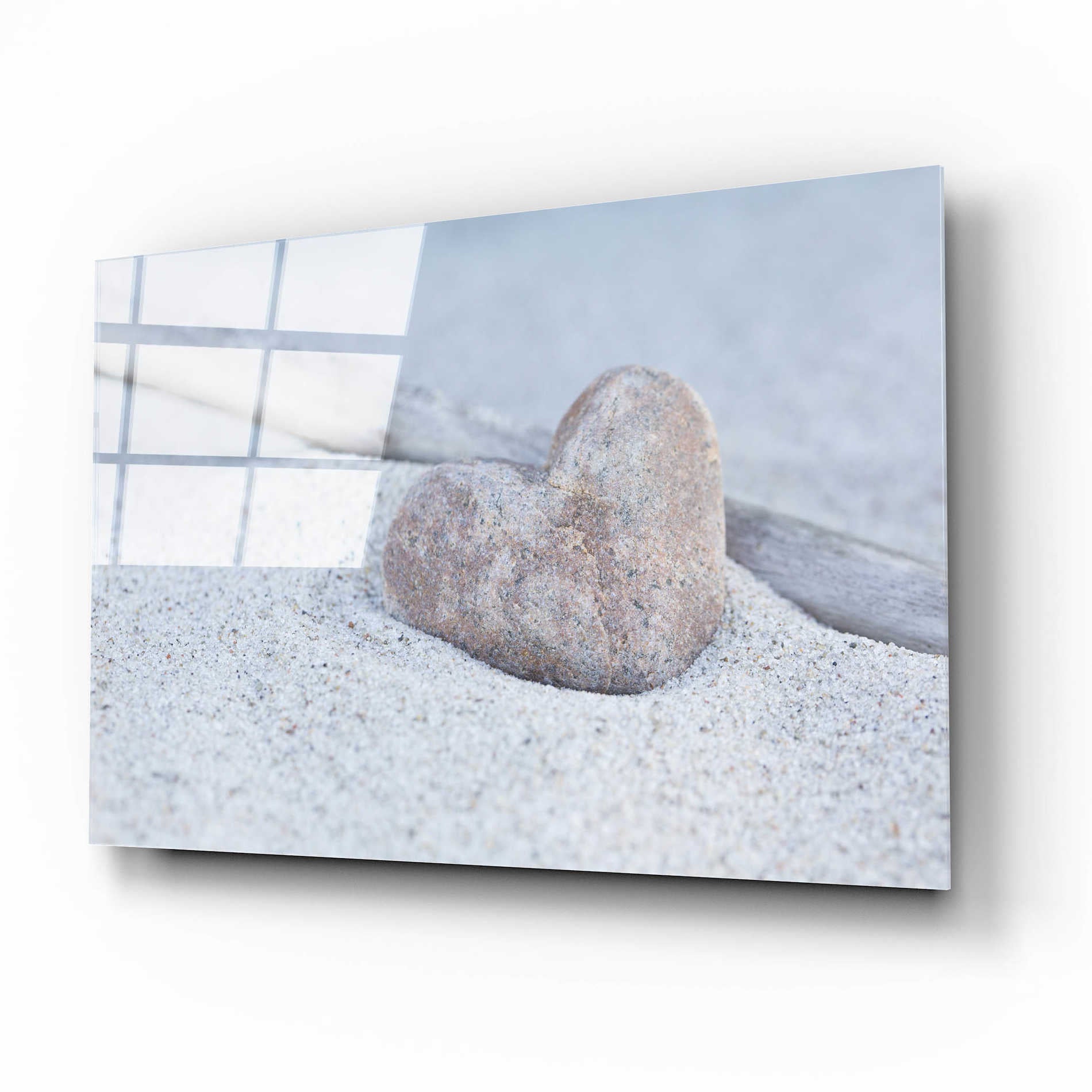 Epic Art 'Stone Heart Beach Still' by Andrea Haase Acrylic Glass Wall Art,16x12