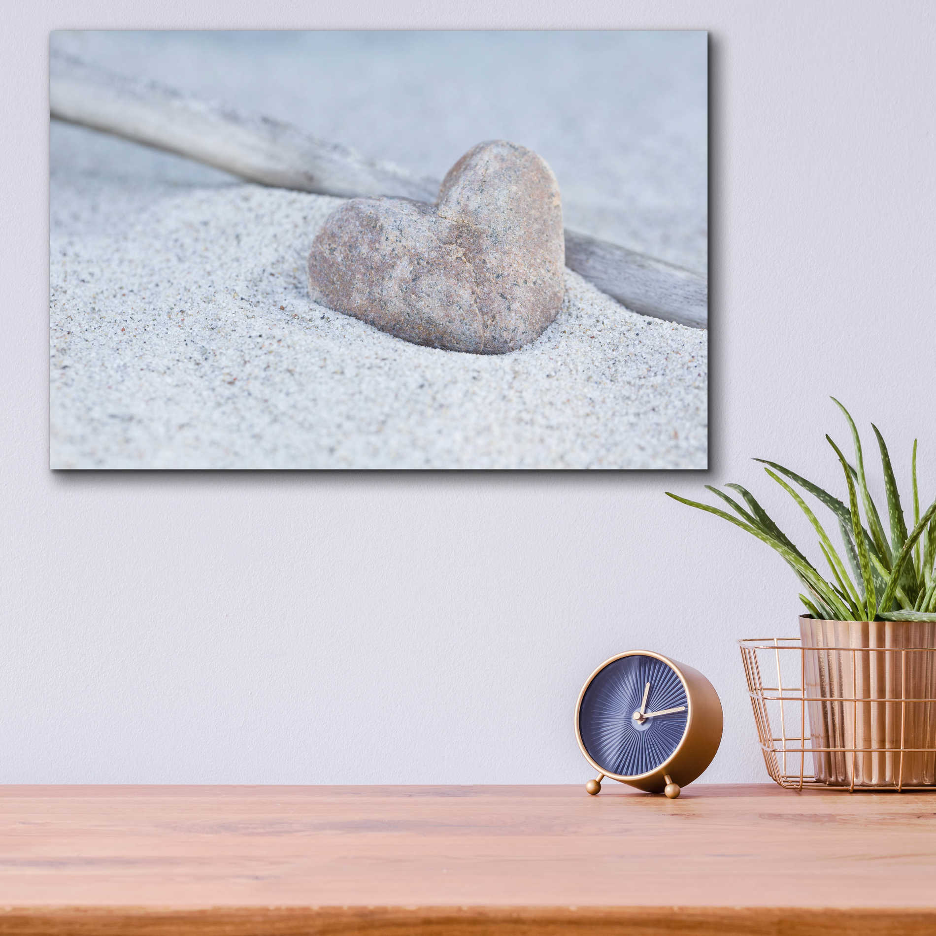 Epic Art 'Stone Heart Beach Still' by Andrea Haase Acrylic Glass Wall Art,16x12