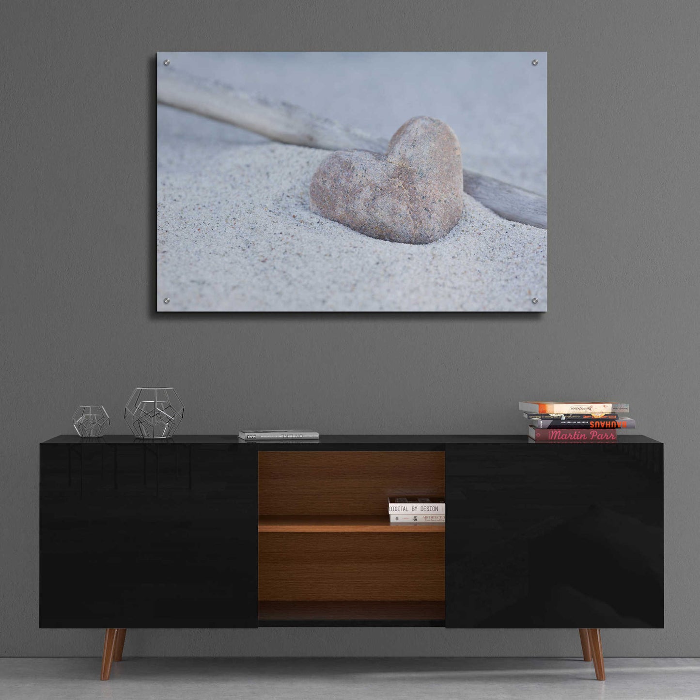 Epic Art 'Stone Heart Beach Still' by Andrea Haase Acrylic Glass Wall Art,36x24