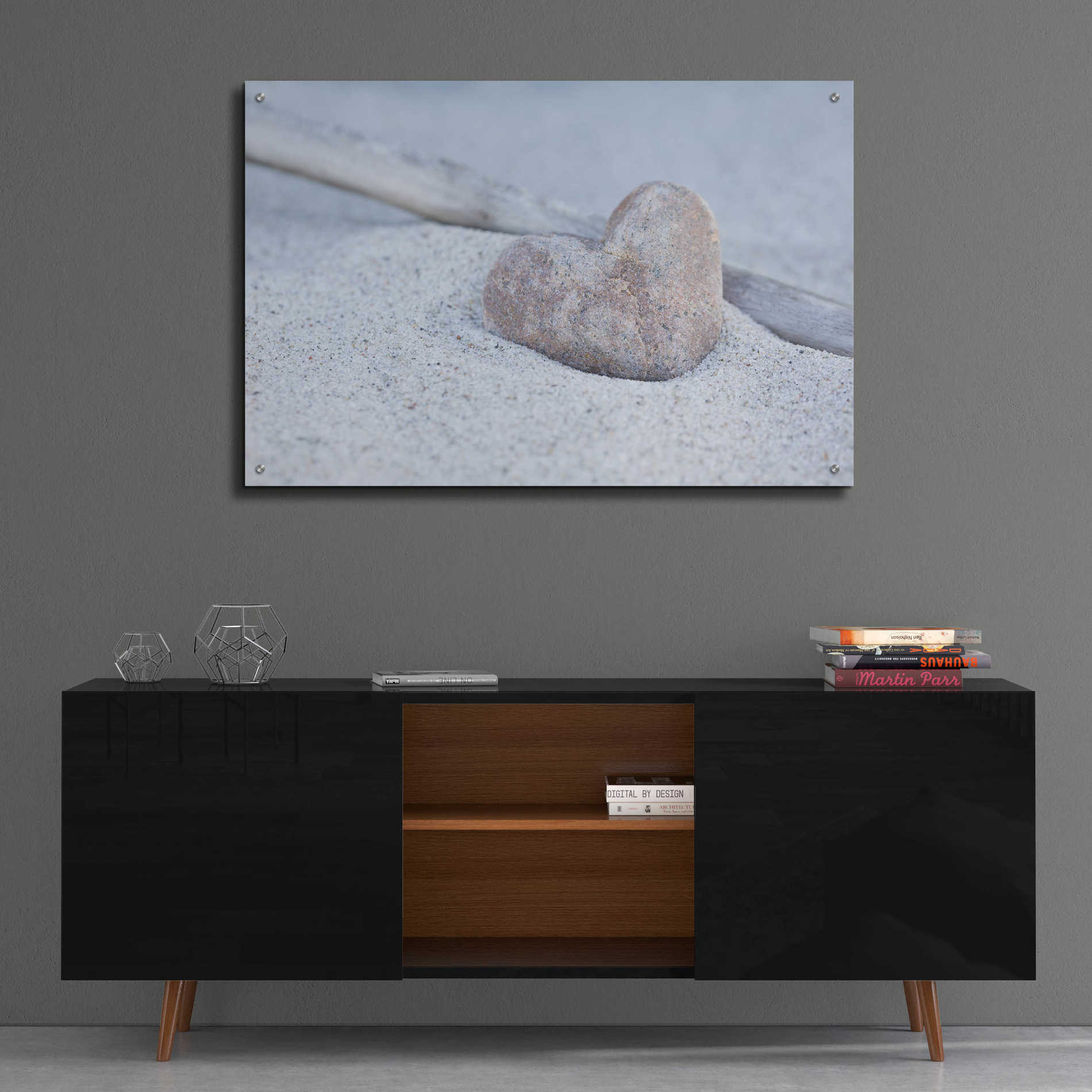 Epic Art 'Stone Heart Beach Still' by Andrea Haase Acrylic Glass Wall Art,36x24