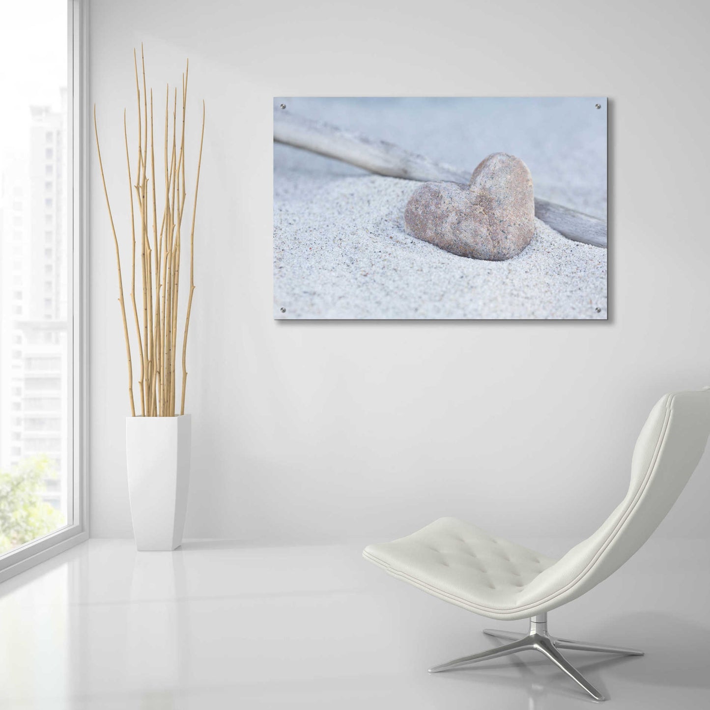 Epic Art 'Stone Heart Beach Still' by Andrea Haase Acrylic Glass Wall Art,36x24