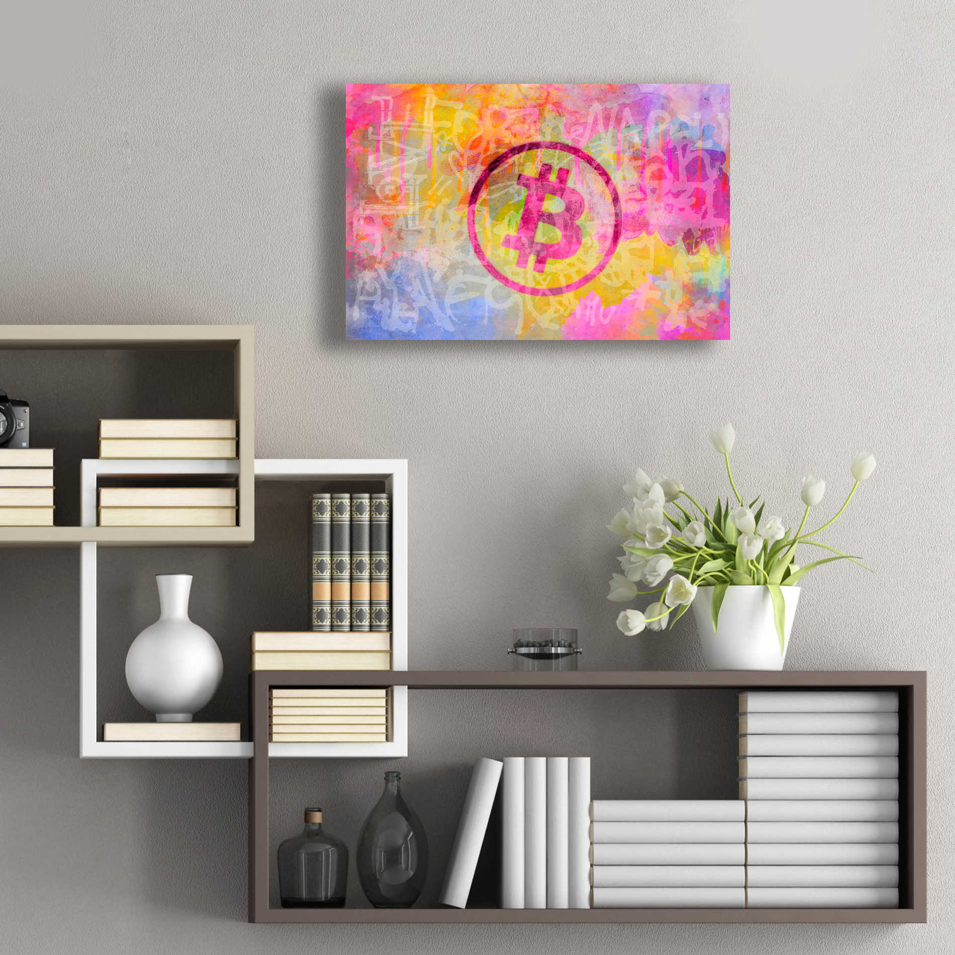 Epic Art 'Street Art Bitcoin' by Andrea Haase Acrylic Glass Wall Art,24x16