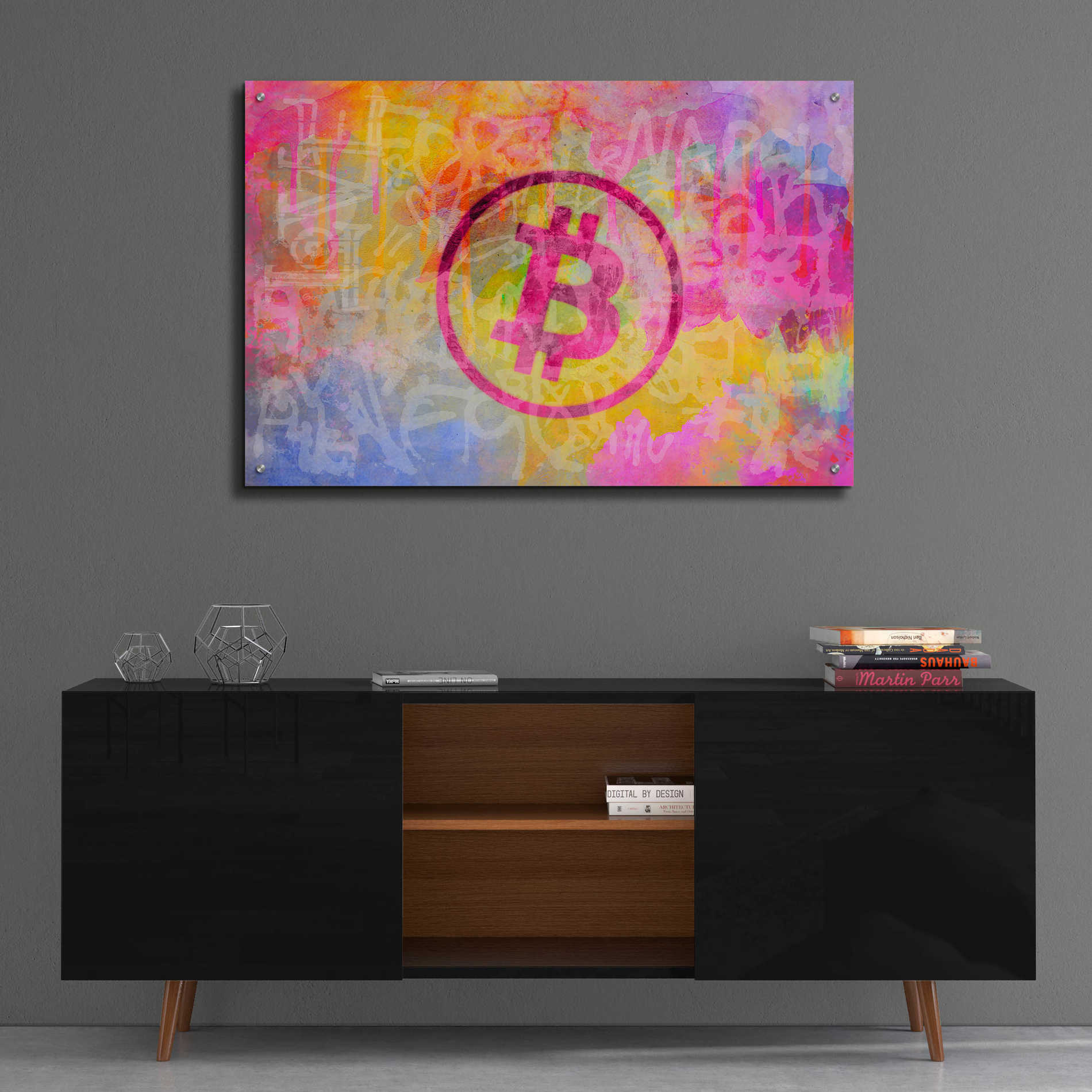 Epic Art 'Street Art Bitcoin' by Andrea Haase Acrylic Glass Wall Art,36x24