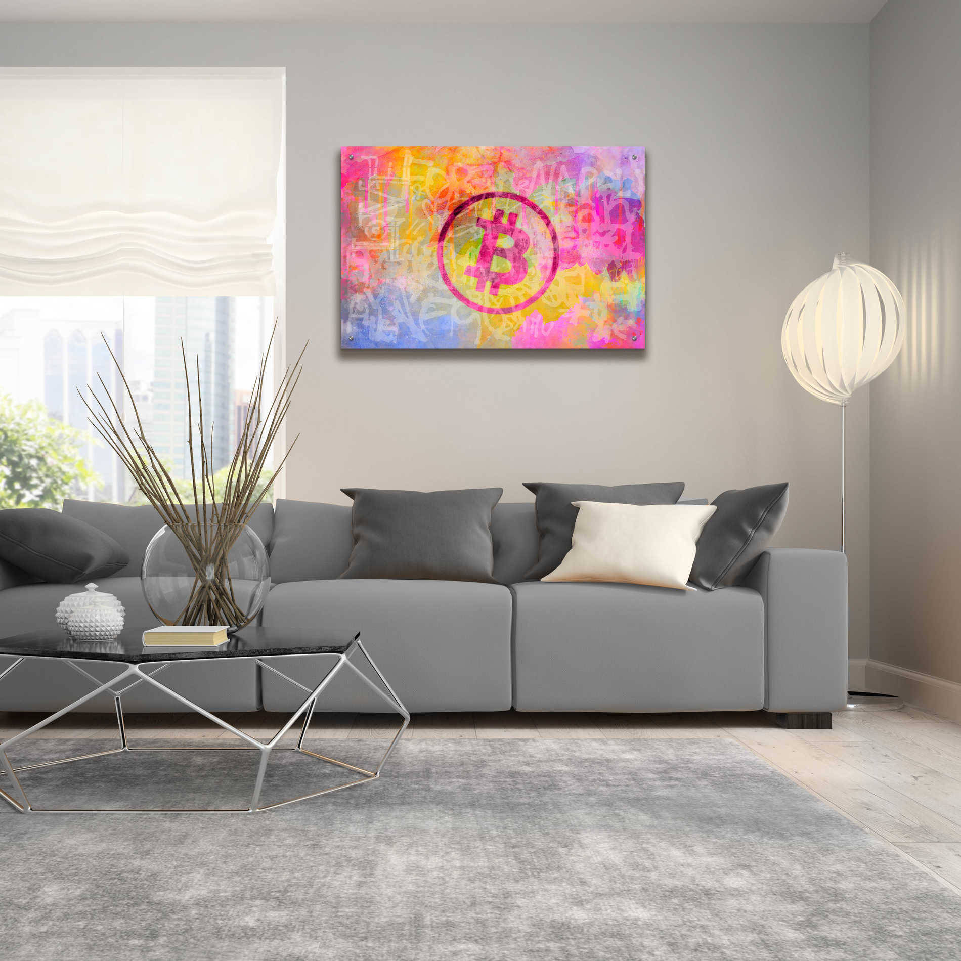 Epic Art 'Street Art Bitcoin' by Andrea Haase Acrylic Glass Wall Art,36x24