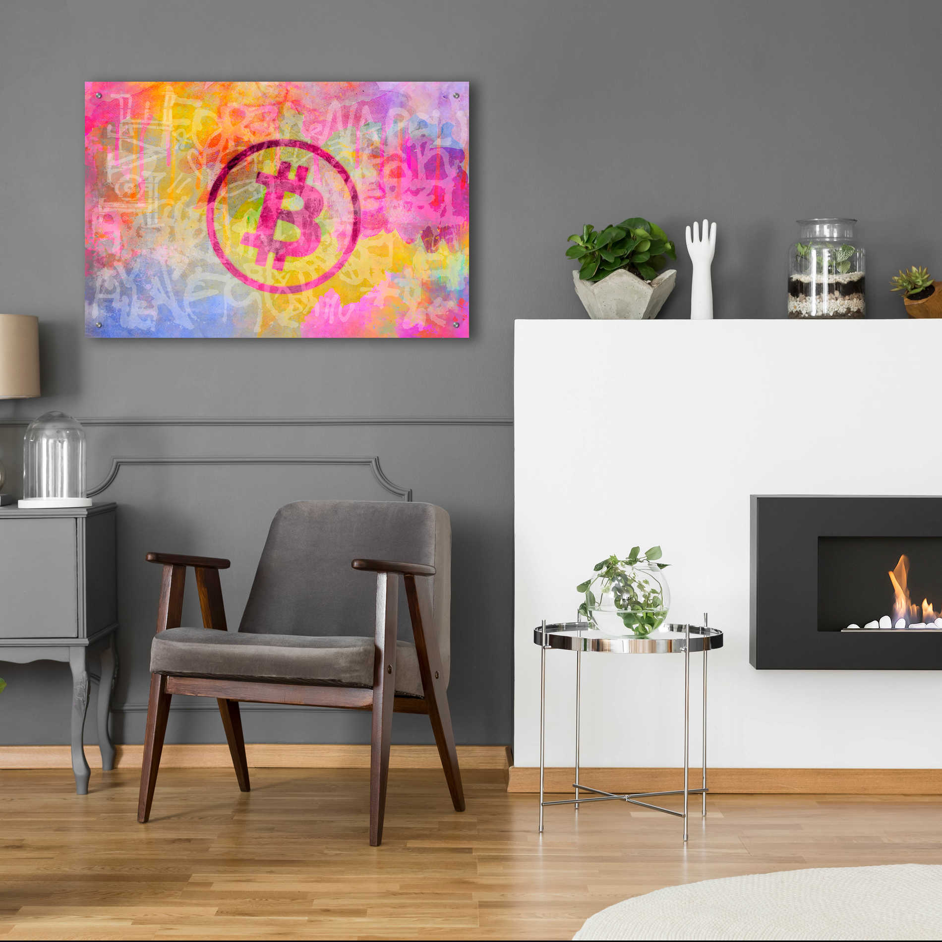 Epic Art 'Street Art Bitcoin' by Andrea Haase Acrylic Glass Wall Art,36x24