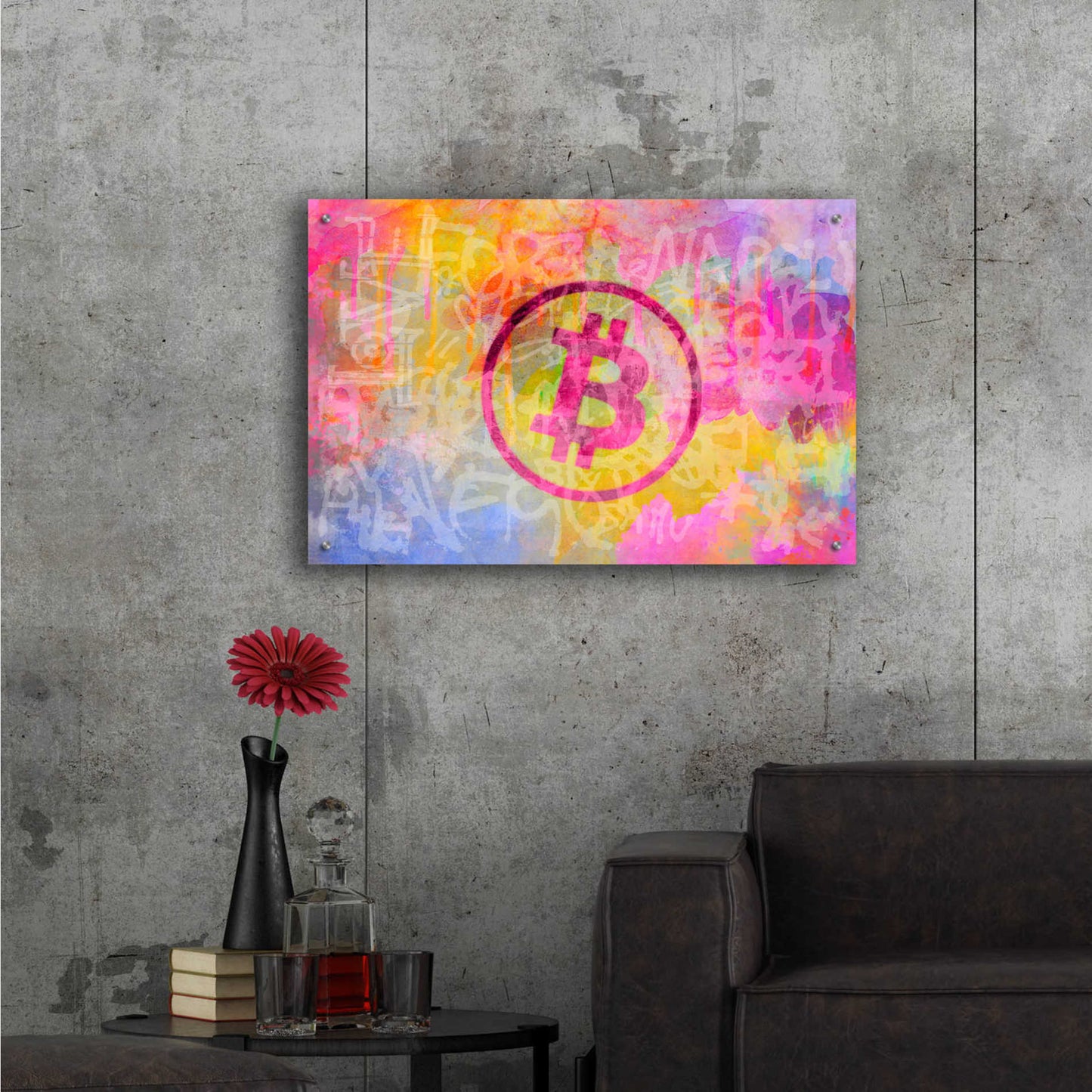 Epic Art 'Street Art Bitcoin' by Andrea Haase Acrylic Glass Wall Art,36x24