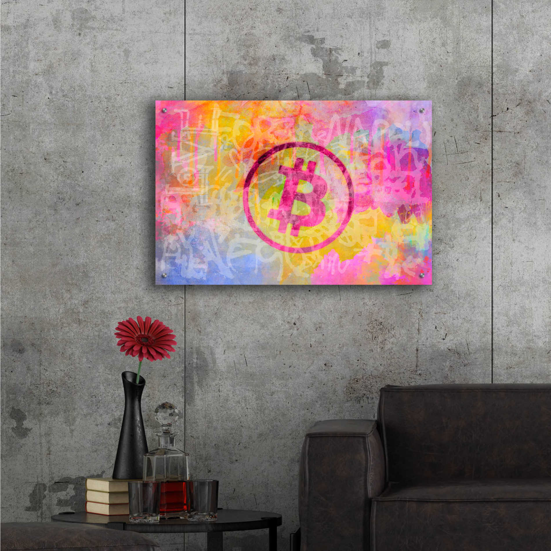 Epic Art 'Street Art Bitcoin' by Andrea Haase Acrylic Glass Wall Art,36x24