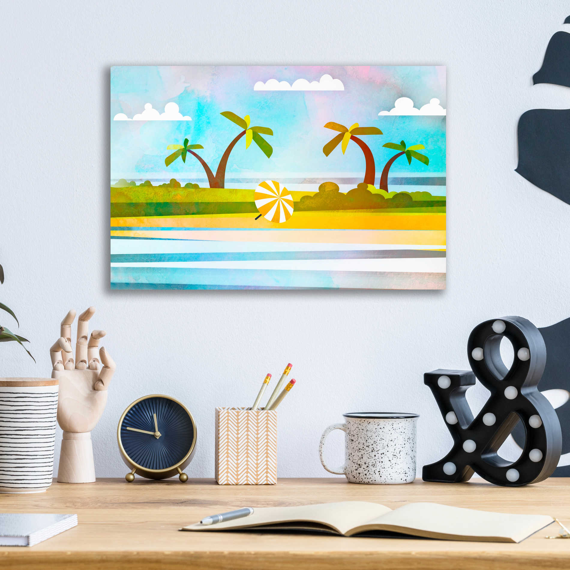 Epic Art 'Tropical Beach Day' by Andrea Haase Acrylic Glass Wall Art,16x12