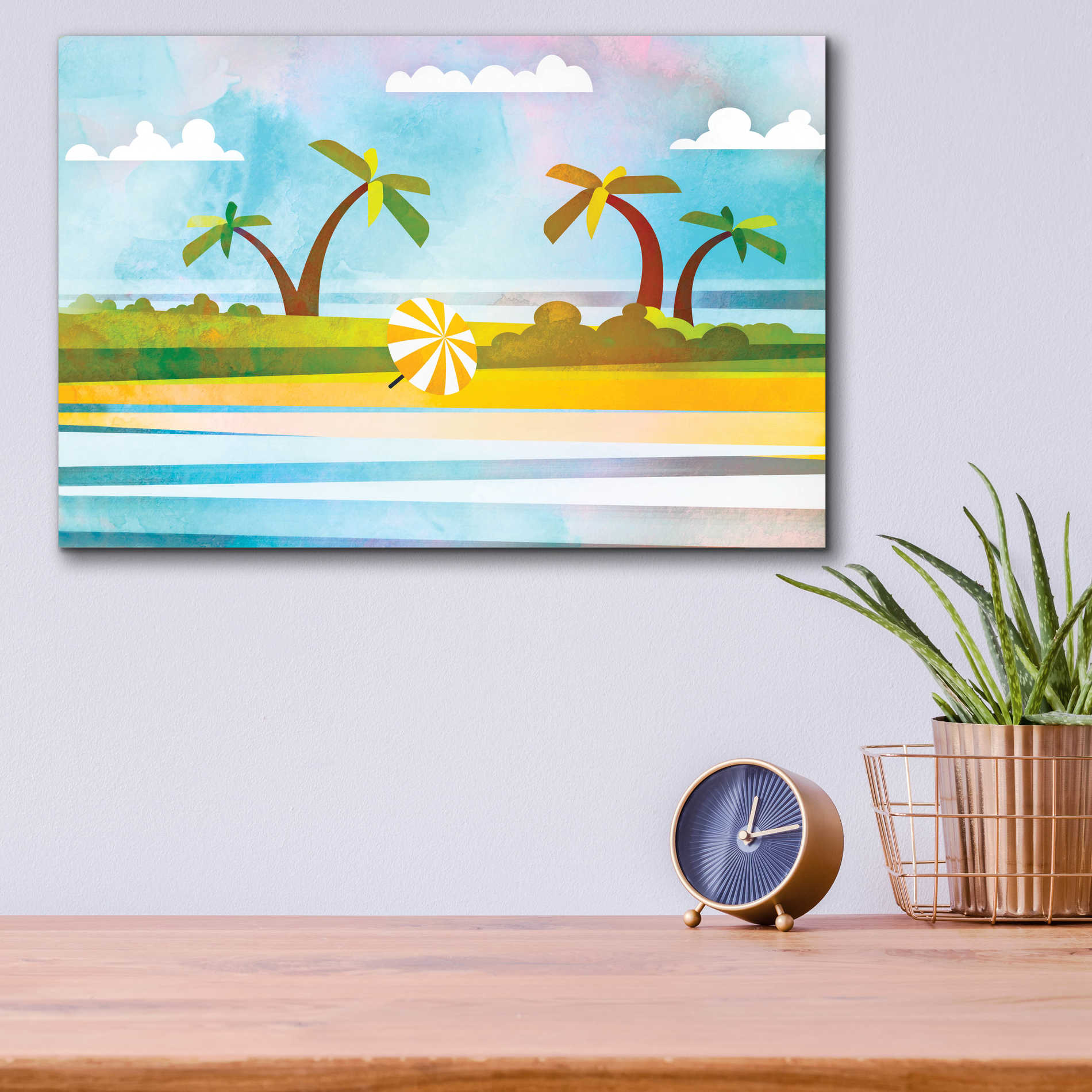 Epic Art 'Tropical Beach Day' by Andrea Haase Acrylic Glass Wall Art,16x12