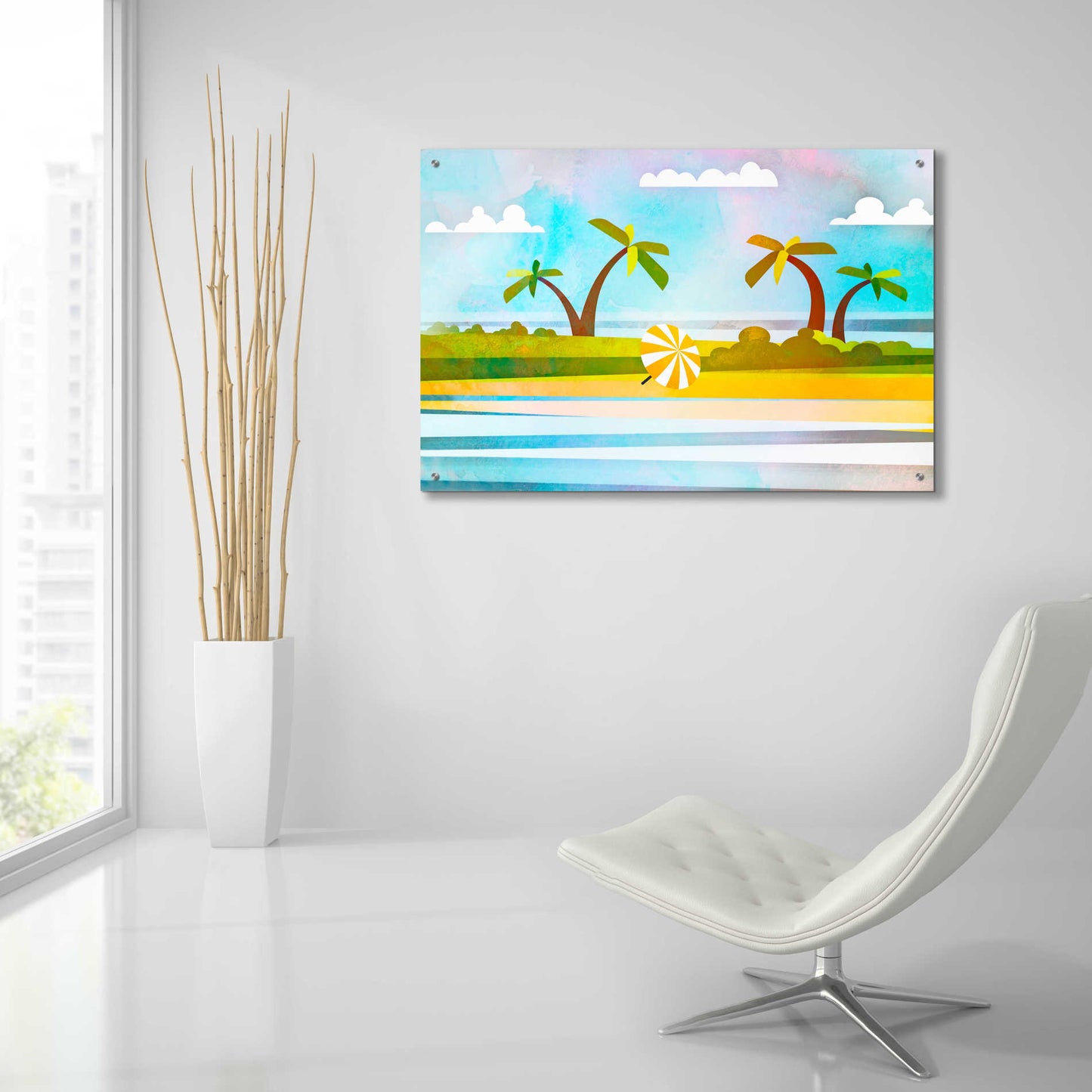 Epic Art 'Tropical Beach Day' by Andrea Haase Acrylic Glass Wall Art,36x24