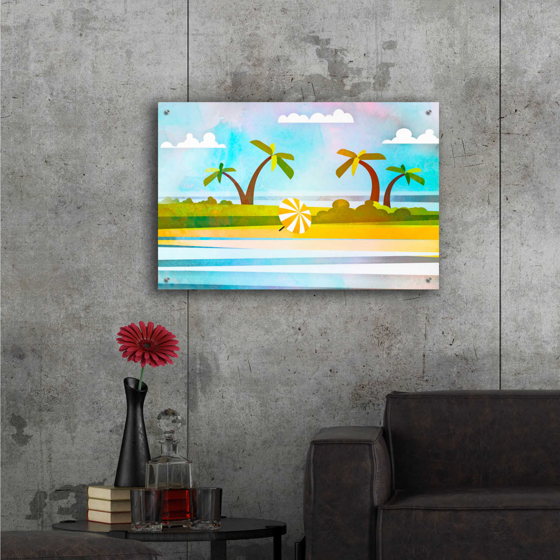 Epic Art 'Tropical Beach Day' by Andrea Haase Acrylic Glass Wall Art,36x24