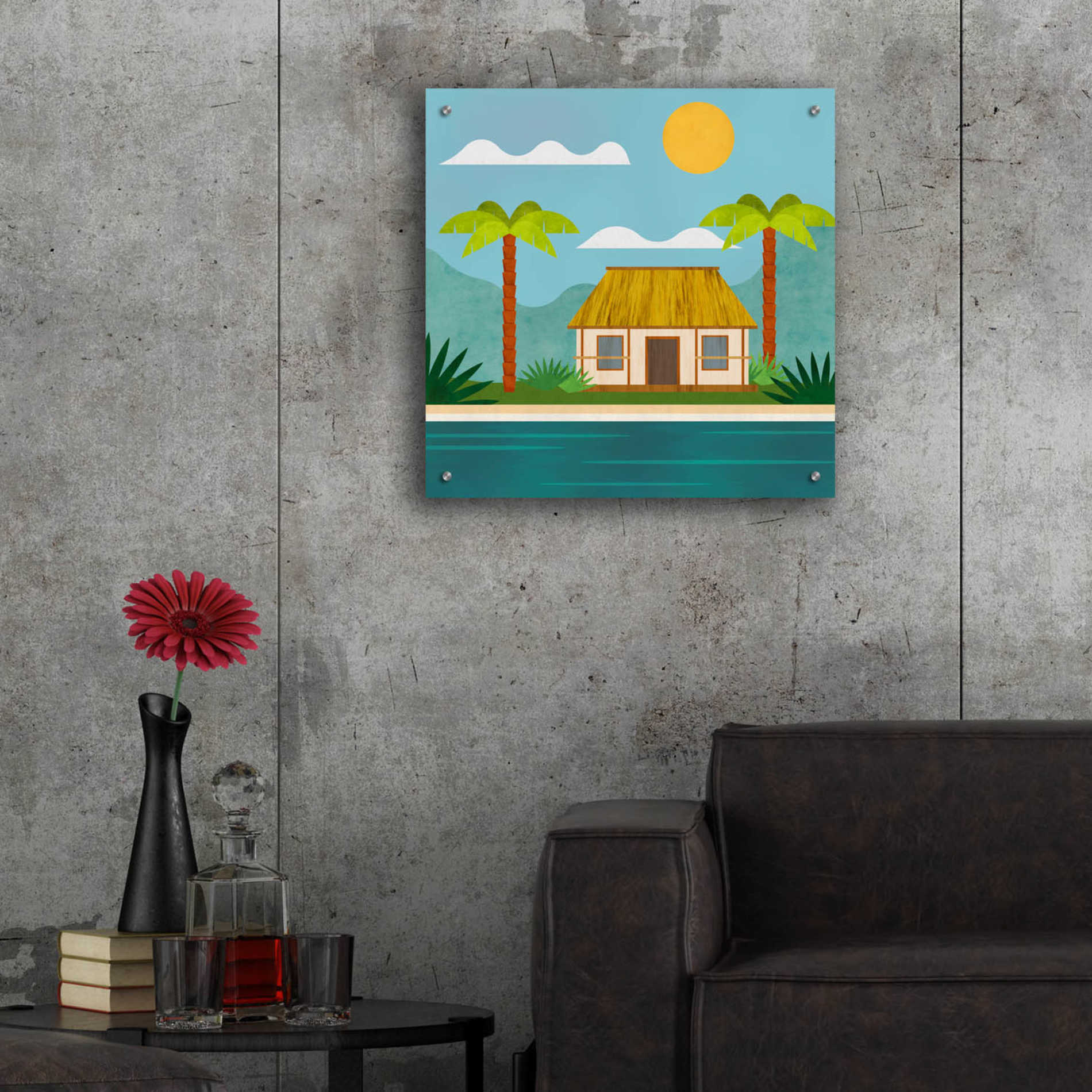 Epic Art 'Tropical Island Hideaway' by Andrea Haase Acrylic Glass Wall Art,24x24