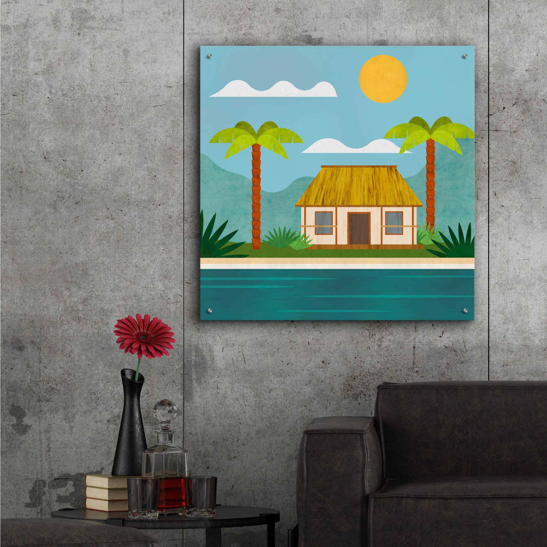 Epic Art 'Tropical Island Hideaway' by Andrea Haase Acrylic Glass Wall Art,36x36