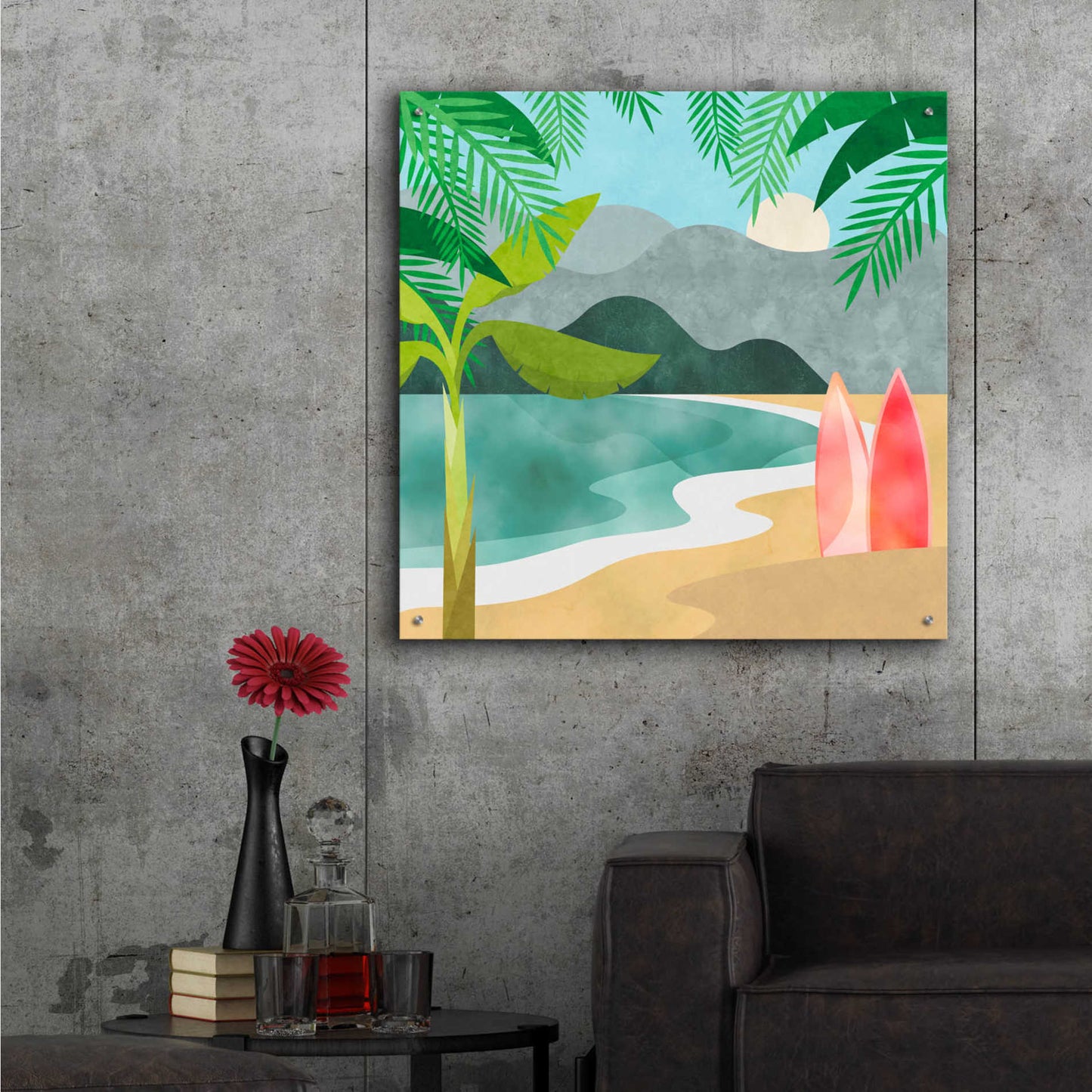 Epic Art 'Secret Surf Spot' by Andrea Haase Acrylic Glass Wall Art,36x36