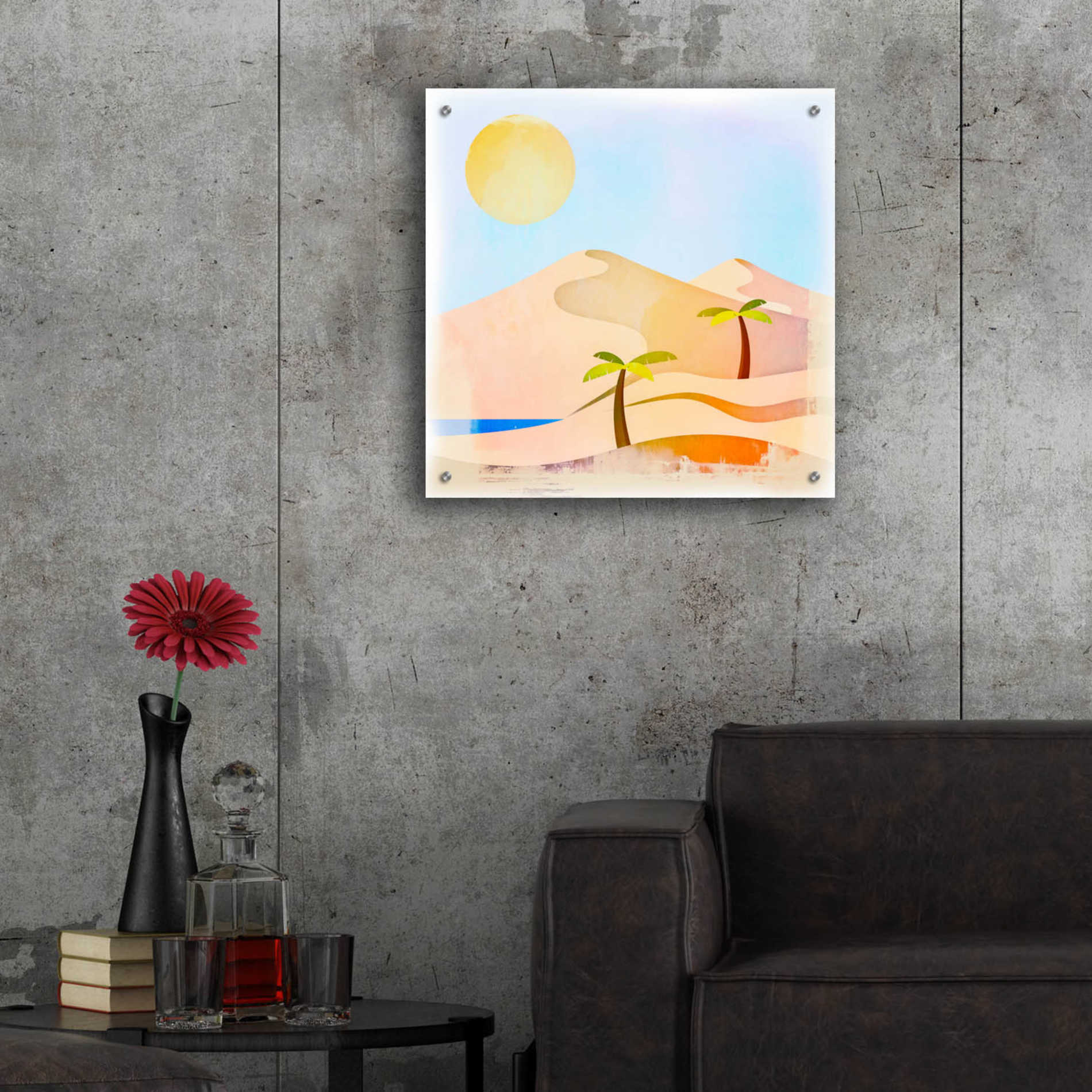 Epic Art 'Oasis Sunset' by Andrea Haase Acrylic Glass Wall Art,24x24