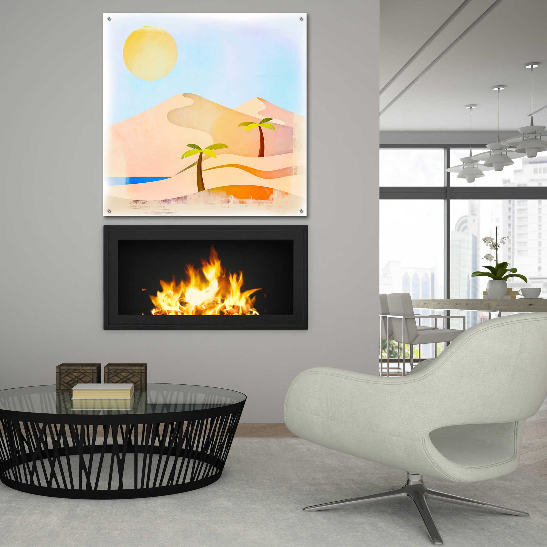 Epic Art 'Oasis Sunset' by Andrea Haase Acrylic Glass Wall Art,36x36