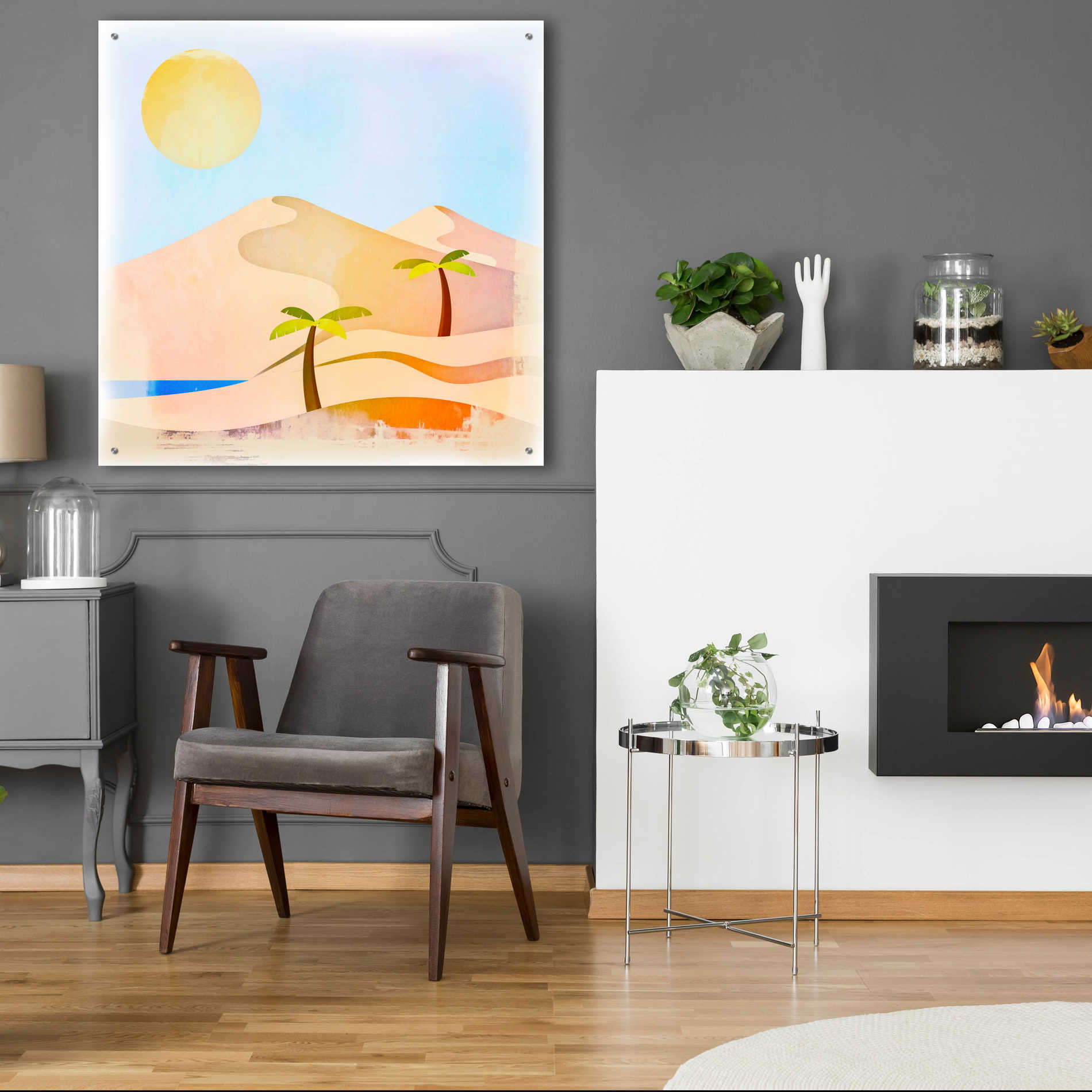 Epic Art 'Oasis Sunset' by Andrea Haase Acrylic Glass Wall Art,36x36