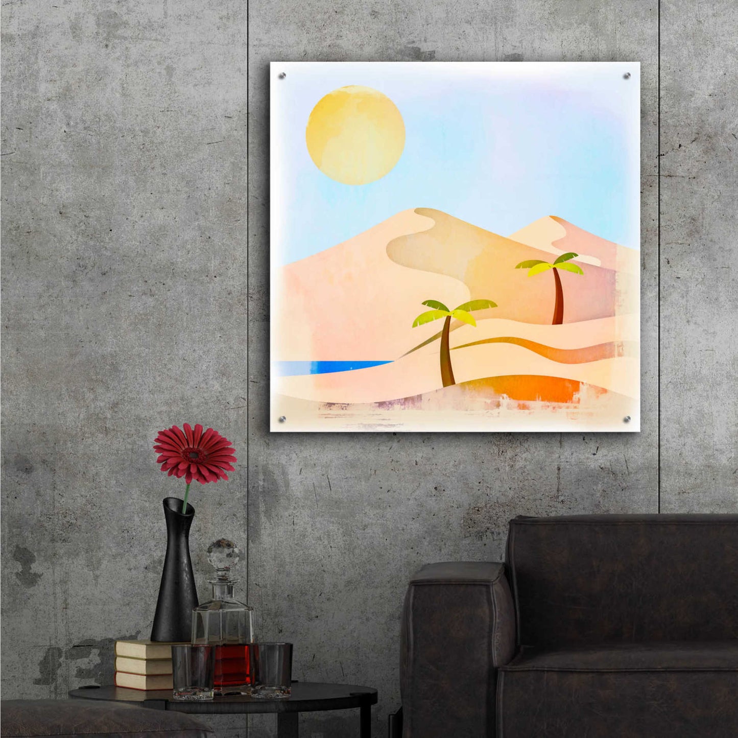 Epic Art 'Oasis Sunset' by Andrea Haase Acrylic Glass Wall Art,36x36