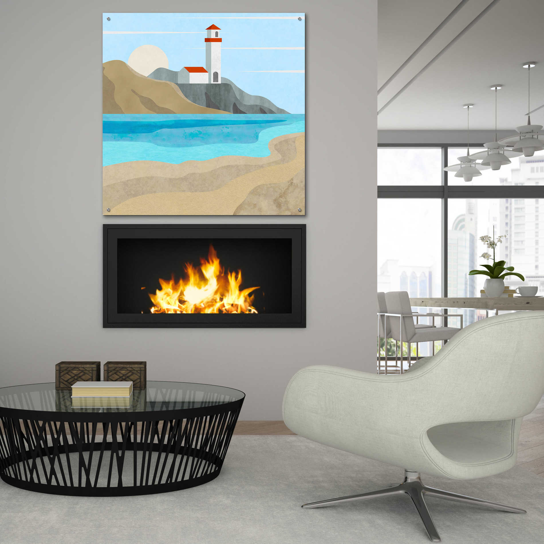 Epic Art 'East End Lighthouse' by Andrea Haase Acrylic Glass Wall Art,36x36