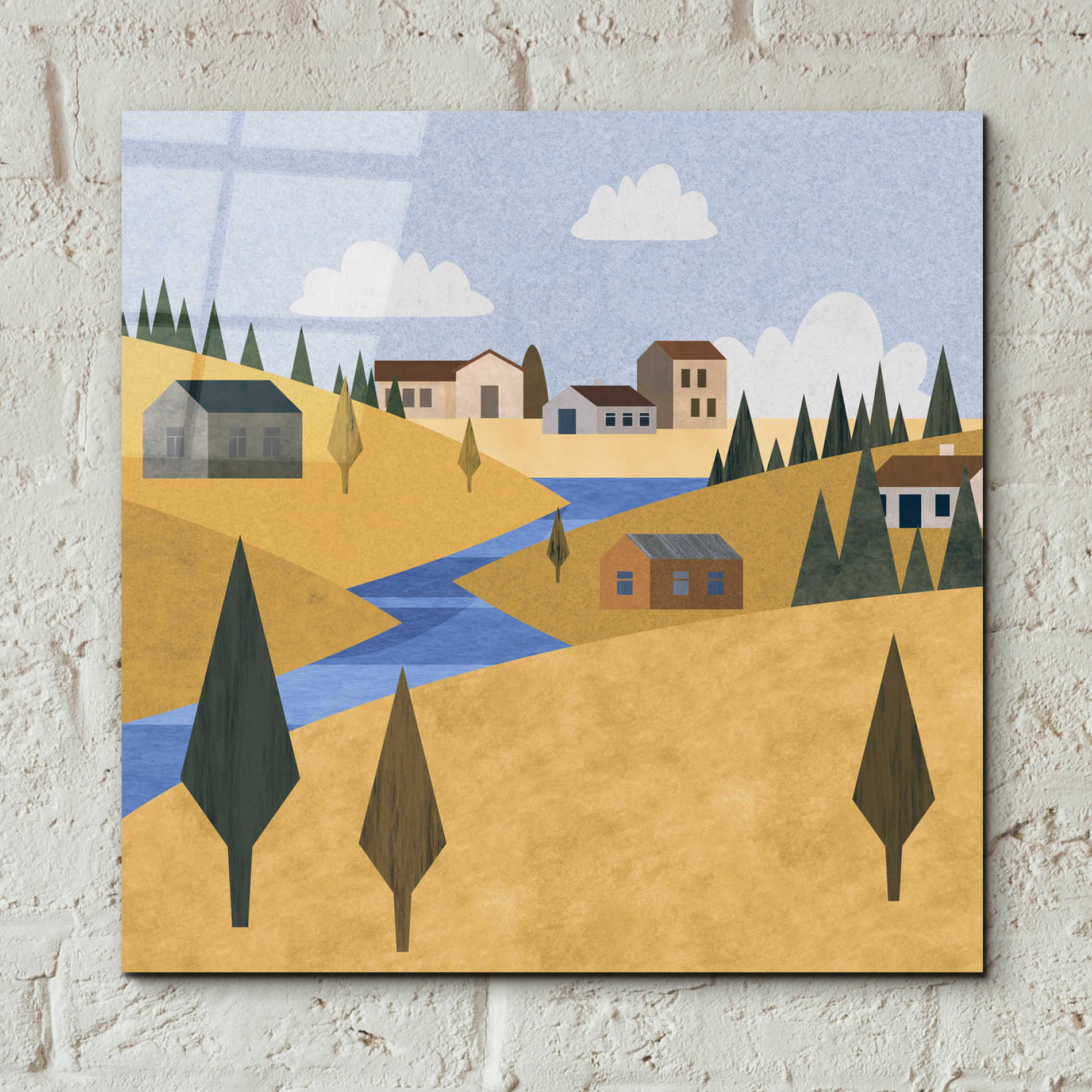 Epic Art 'River Valley Village' by Andrea Haase Acrylic Glass Wall Art,12x12