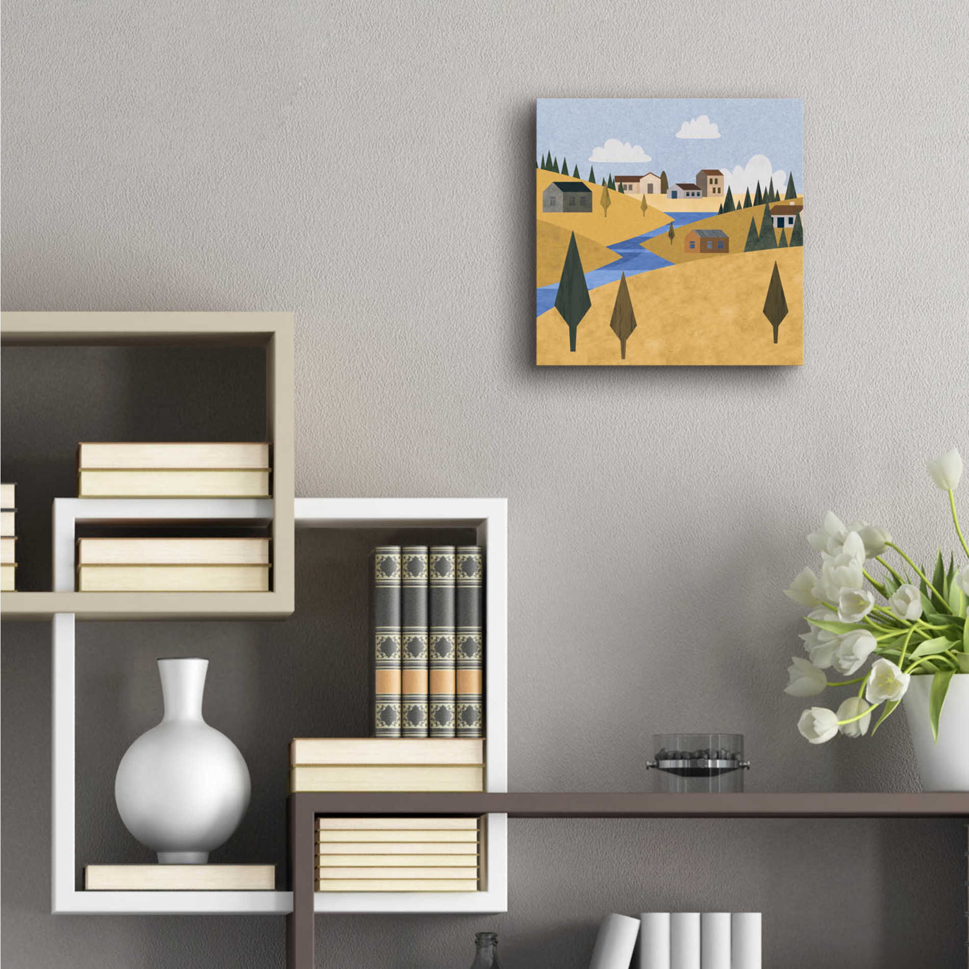 Epic Art 'River Valley Village' by Andrea Haase Acrylic Glass Wall Art,12x12