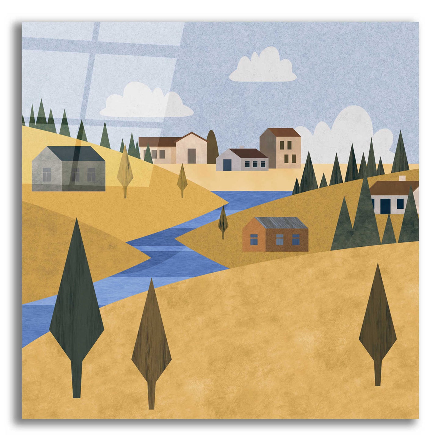 Epic Art 'River Valley Village' by Andrea Haase Acrylic Glass Wall Art,12x12