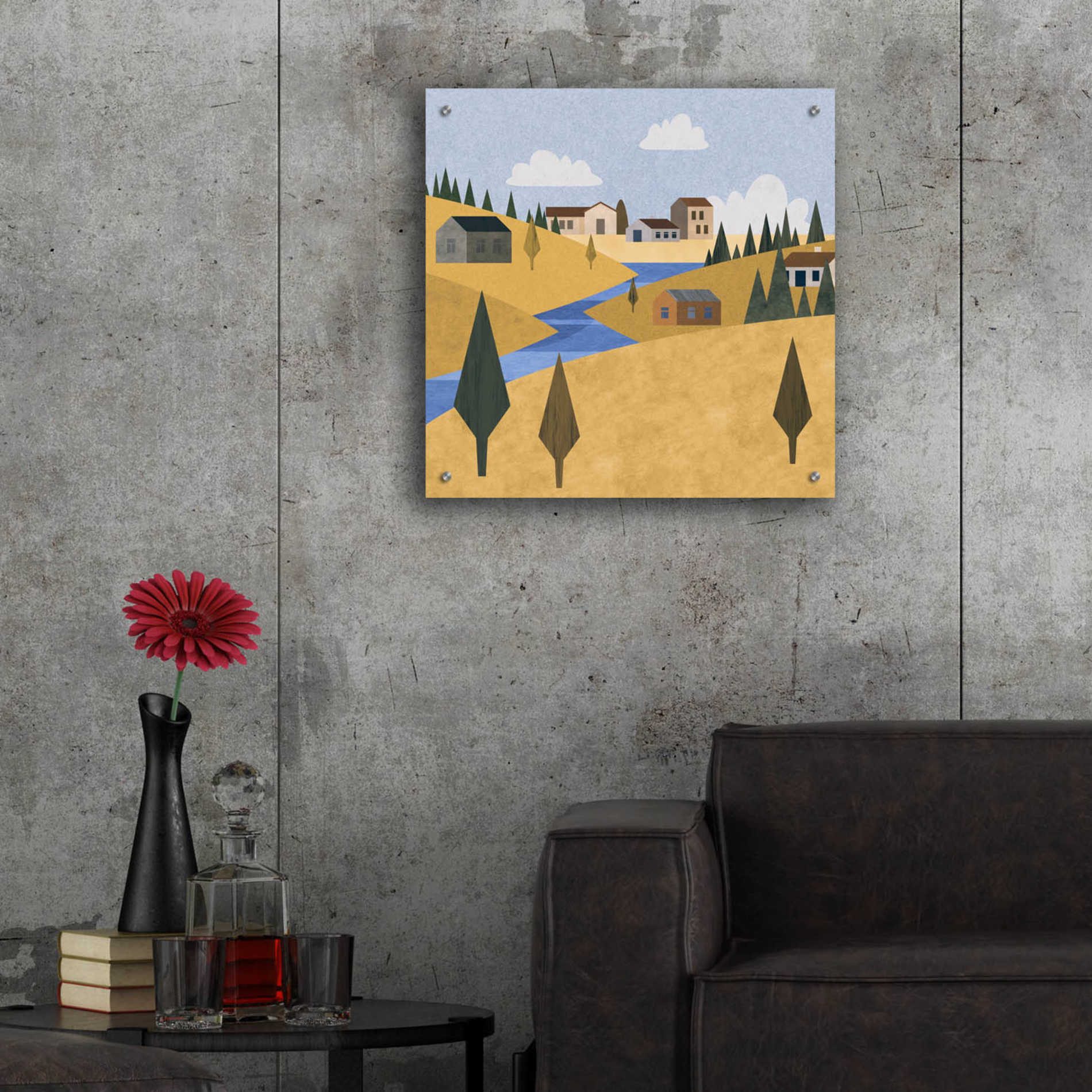 Epic Art 'River Valley Village' by Andrea Haase Acrylic Glass Wall Art,24x24