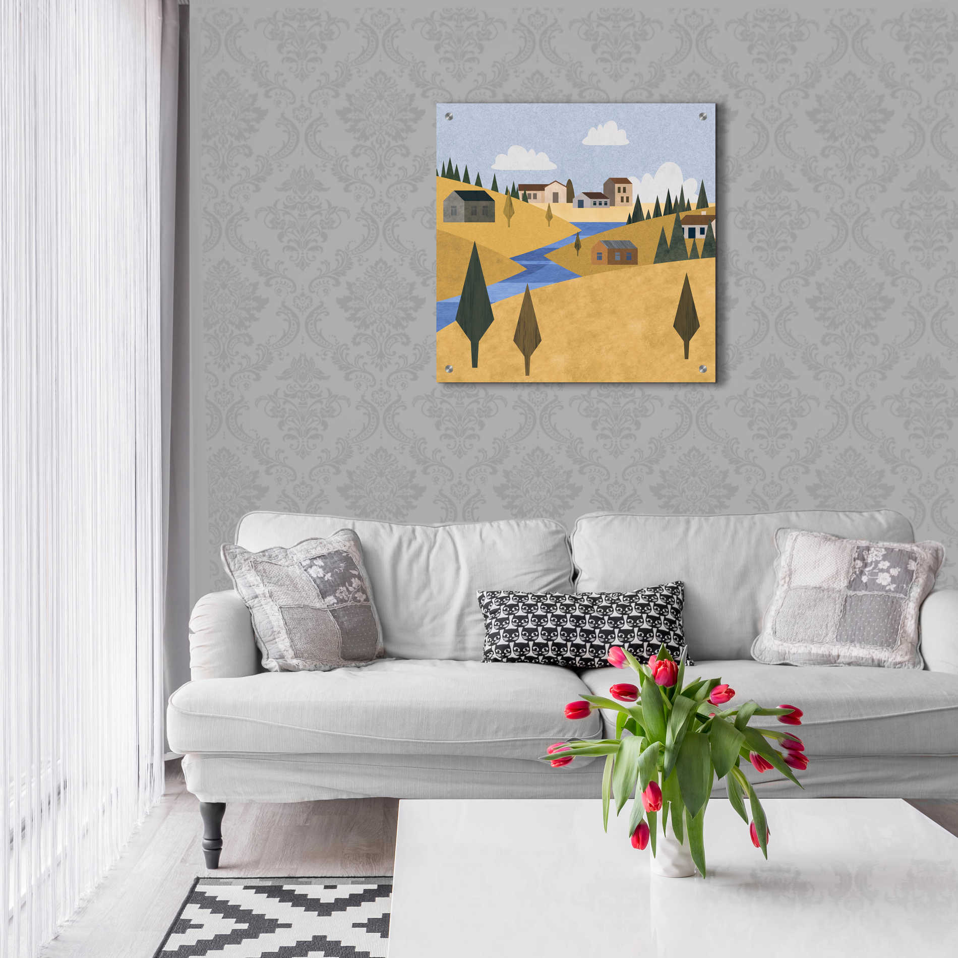 Epic Art 'River Valley Village' by Andrea Haase Acrylic Glass Wall Art,24x24