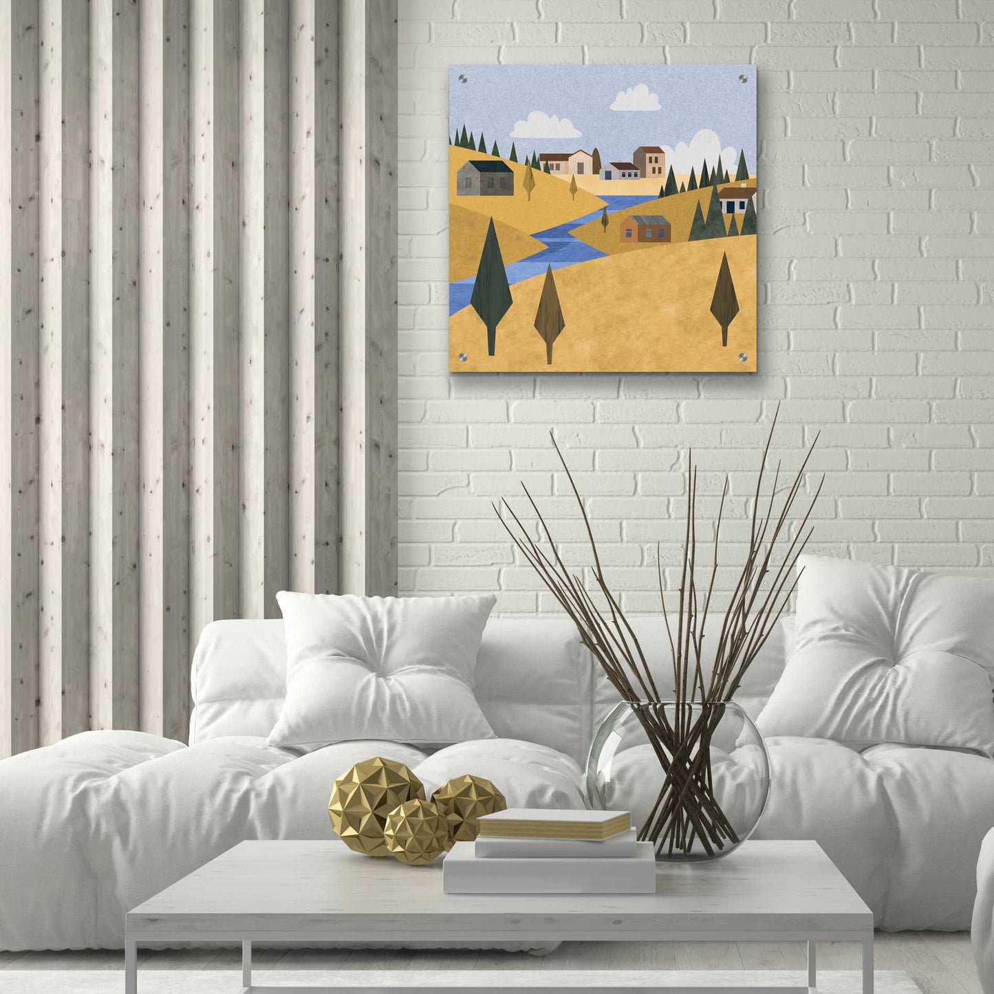 Epic Art 'River Valley Village' by Andrea Haase Acrylic Glass Wall Art,24x24