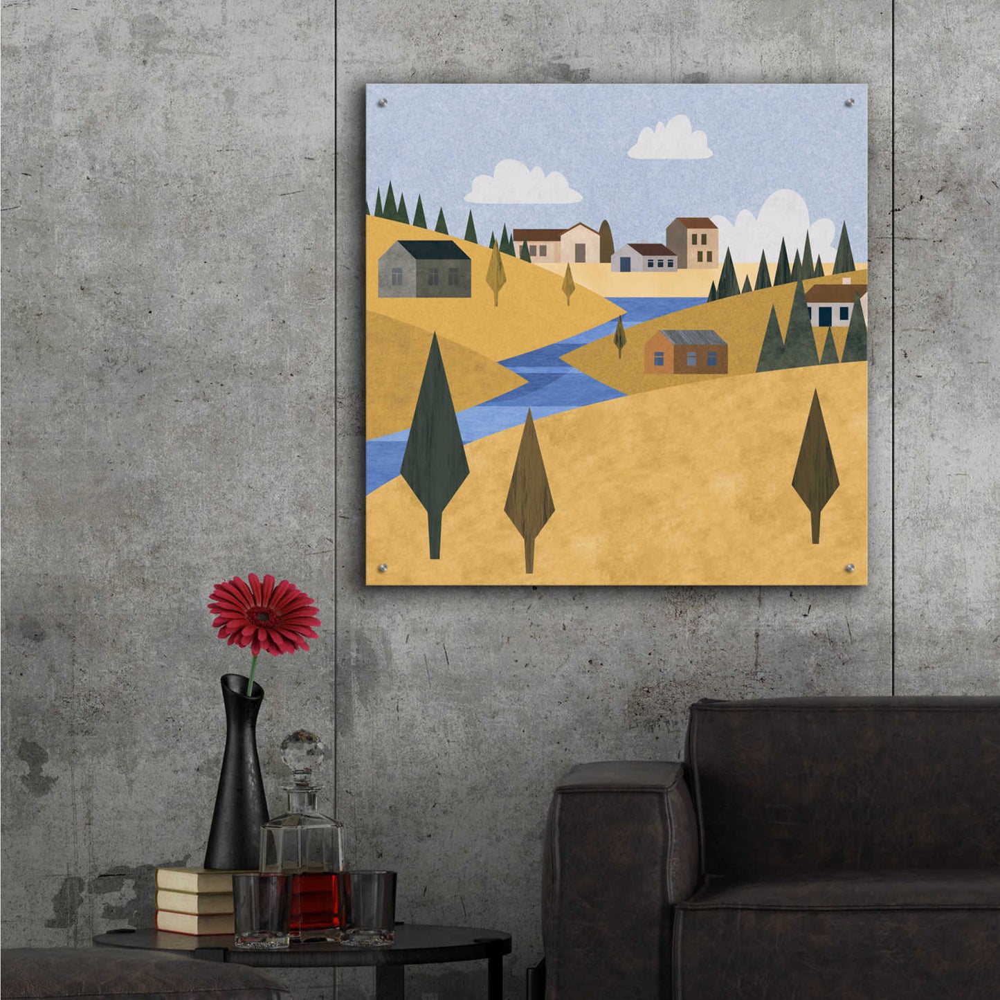 Epic Art 'River Valley Village' by Andrea Haase Acrylic Glass Wall Art,36x36