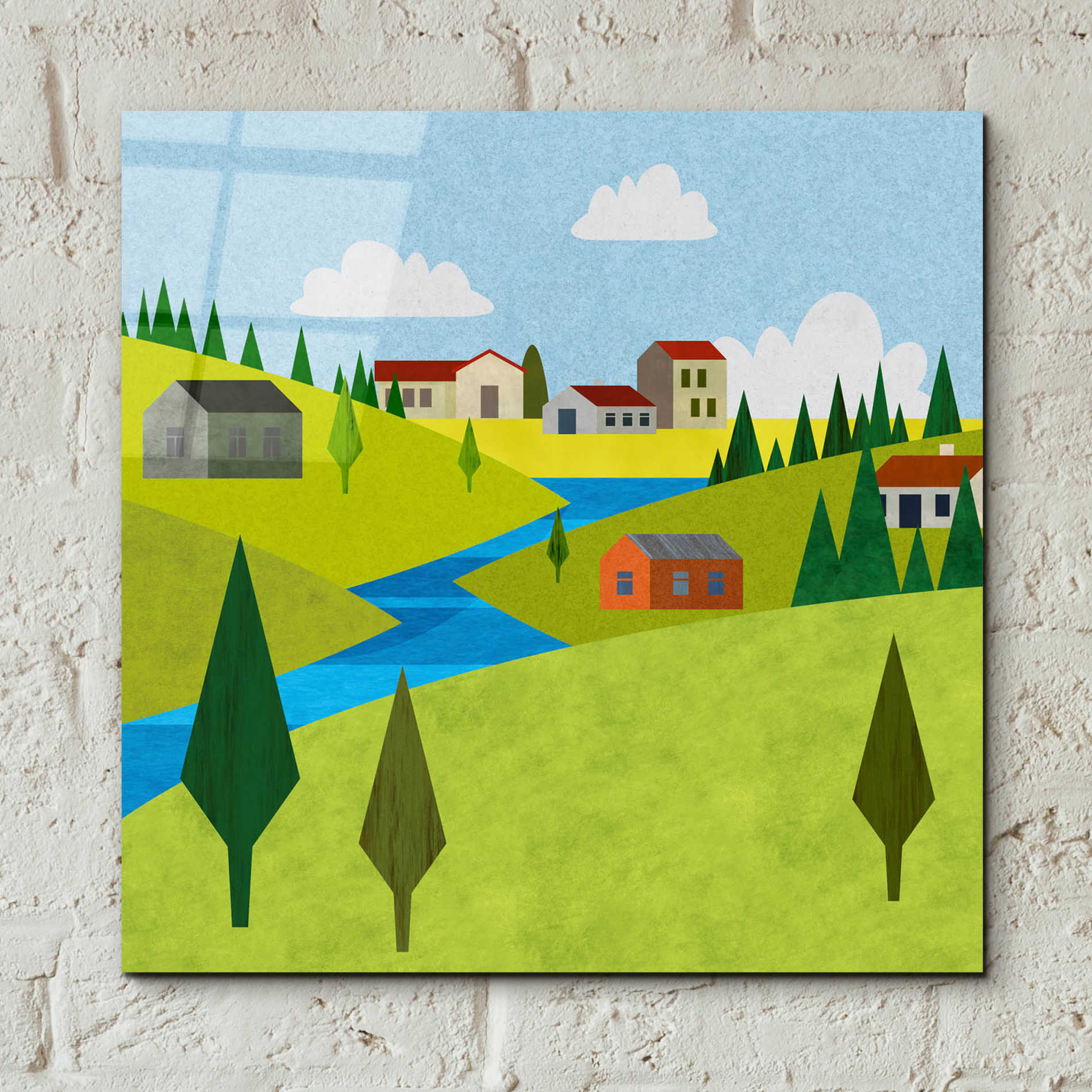 Epic Art 'River Valley Village II' by Andrea Haase Acrylic Glass Wall Art,12x12