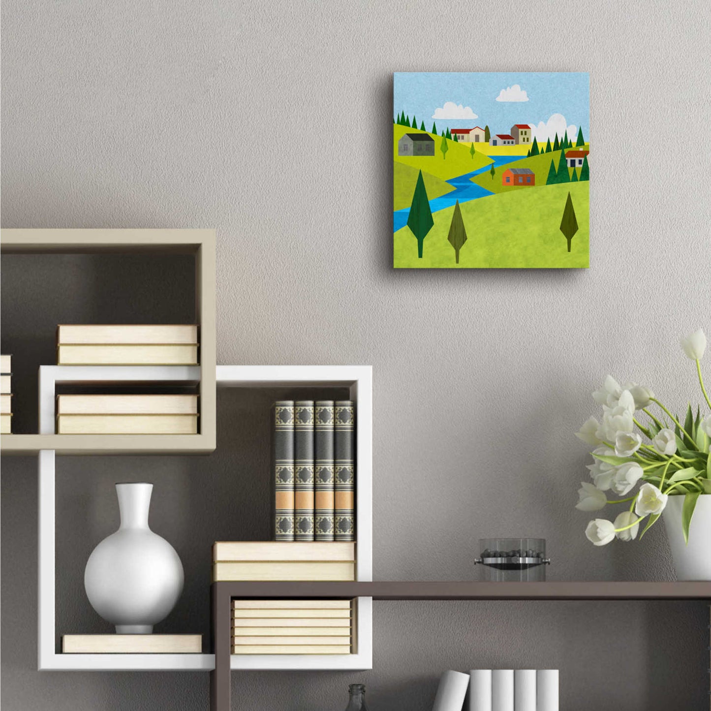 Epic Art 'River Valley Village II' by Andrea Haase Acrylic Glass Wall Art,12x12